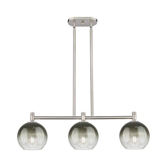 Innovations Brookhaven Globe 35in 3-Light Island Light | Industrial Satin Nickel and Slate Glass | Kitchen Island & Dining | Model 434-3I-SN-G483-8SL