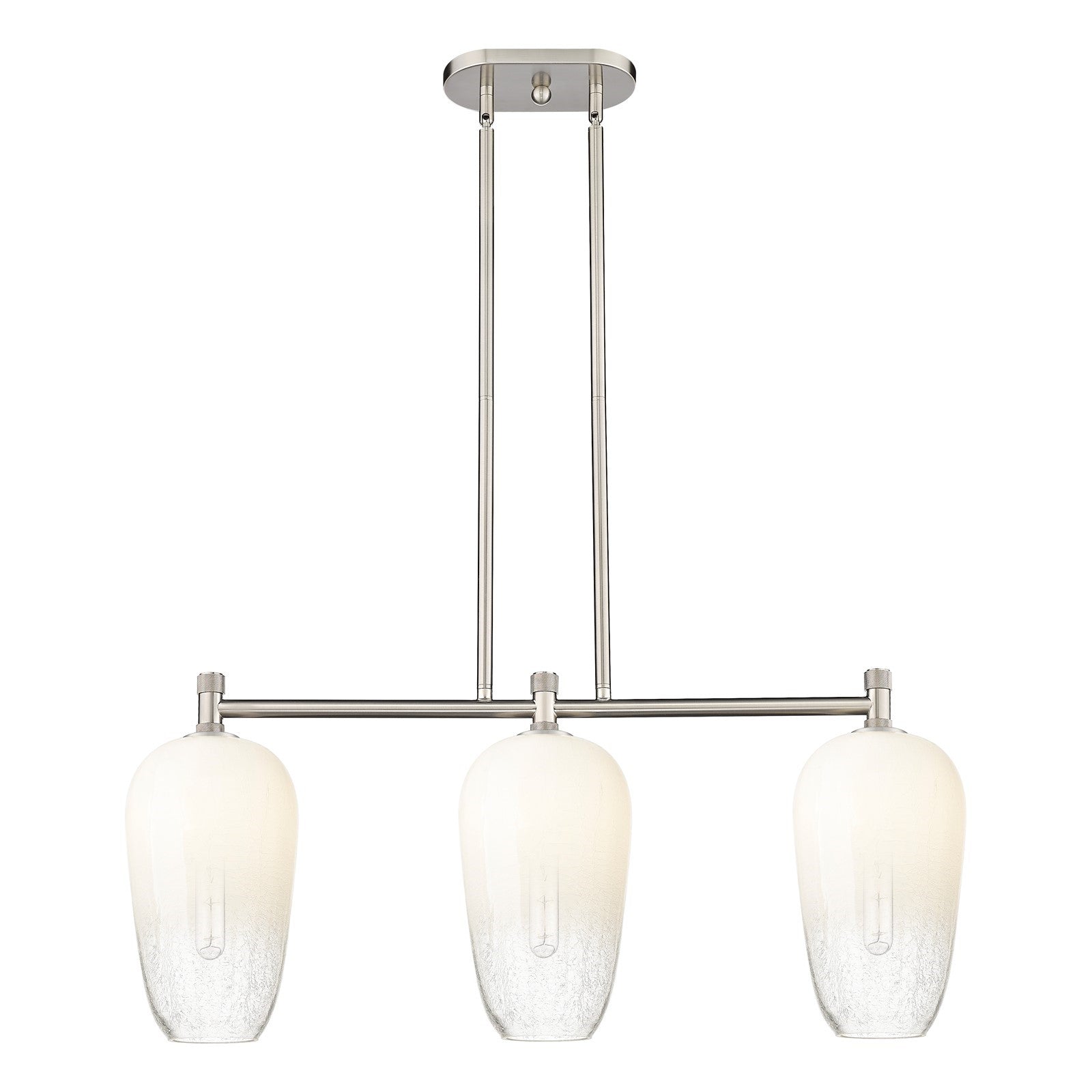Innovations Brookhaven Flute 34in 3-Light Island Light | Industrial Satin Nickel and Opal Glass | Kitchen Island & Dining | Model 434-3I-SN-G484-7OP