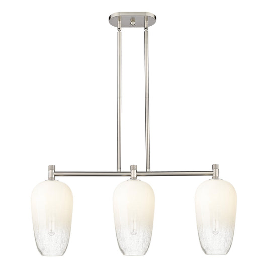 Innovations Brookhaven Flute 34in 3-Light Island Light | Industrial Satin Nickel and Opal Glass | Kitchen Island & Dining | Model 434-3I-SN-G484-7OP
