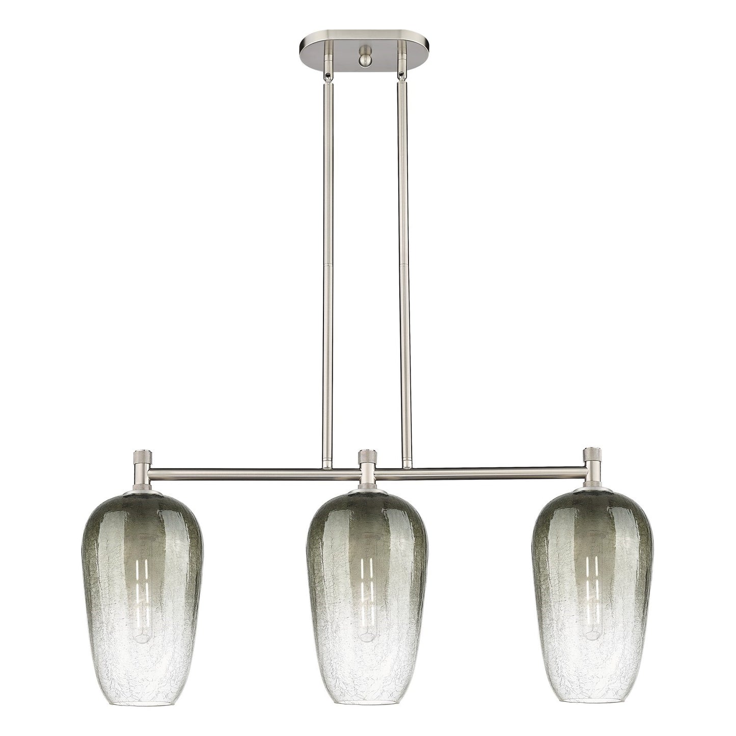 Innovations Brookhaven Flute 34in 3-Light Island Light | Industrial Satin Nickel and Slate Glass | Kitchen Island & Dining | Model 434-3I-SN-G484-7SL