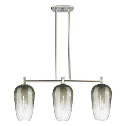 Innovations Brookhaven Flute 34in 3-Light Island Light | Industrial Satin Nickel and Slate Glass | Kitchen Island & Dining | Model 434-3I-SN-G484-7SL
