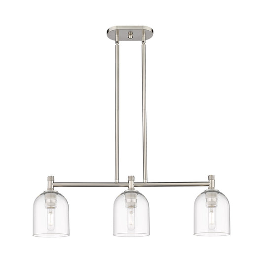 Innovations Bella 32in 3-Light Island Light | Industrial Satin Nickel and Clear Glass | Kitchen Island & Dining Room | Model 434-3I-SN-G558-6CL
