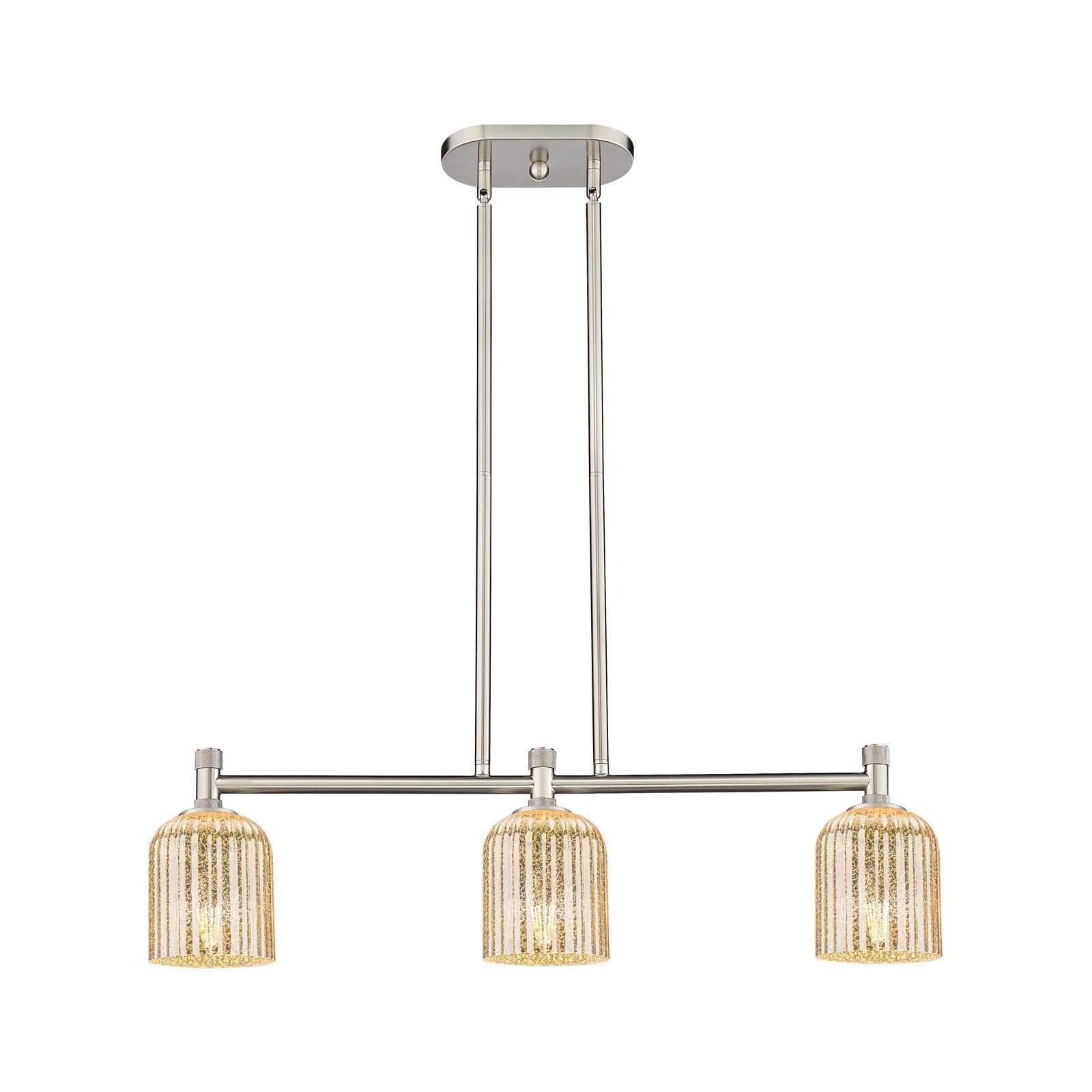 Innovations Crown Point 32in 3-Light Island Light | Industrial Satin Nickel and Mercury Glass | Kitchen Island & Dining | Model 434-3I-SN-G559-5ME