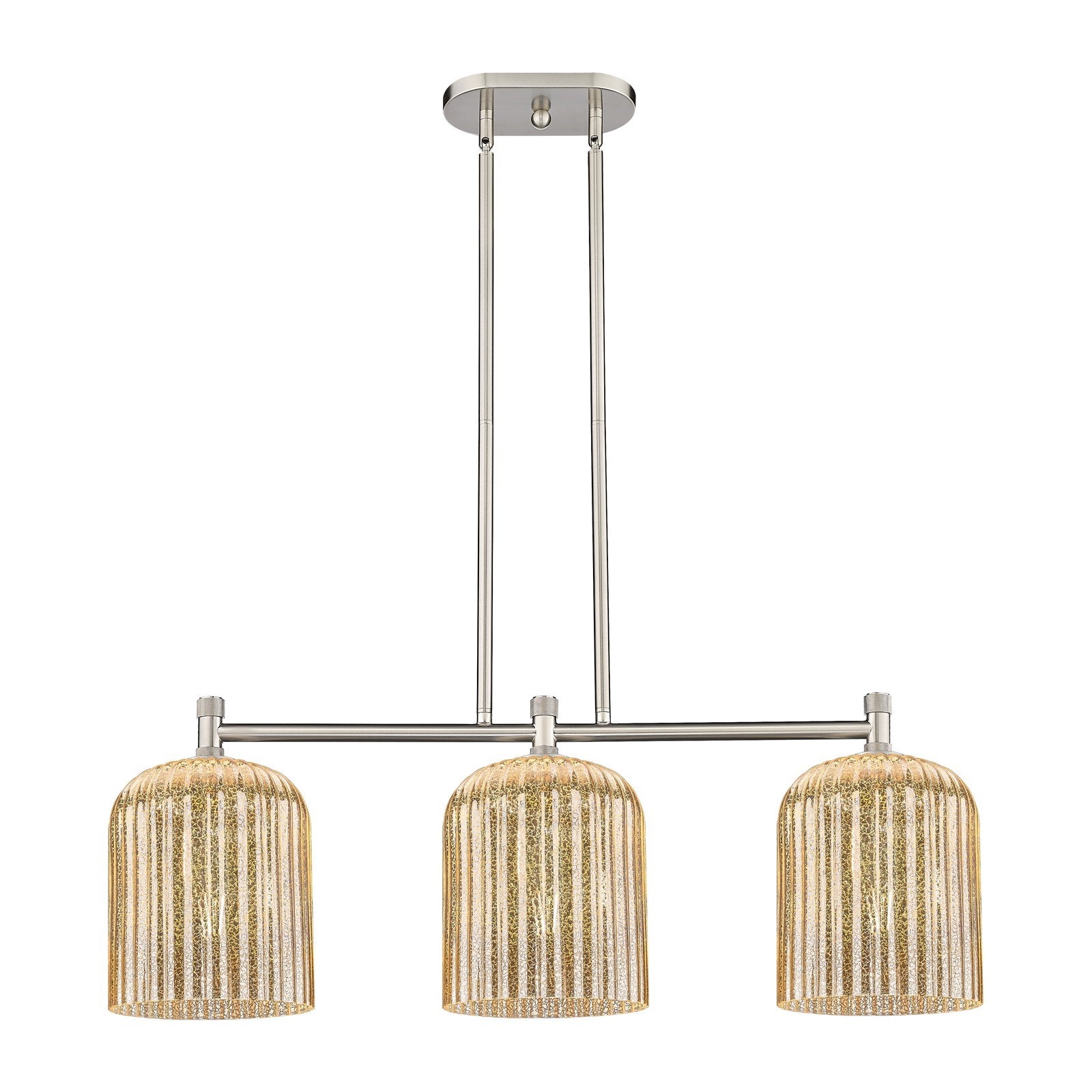 Innovations Crown Point 35in 3-Light Island Light | Industrial Satin Nickel and Mercury Glass | Kitchen Island & Dining | Model 434-3I-SN-G559-8ME