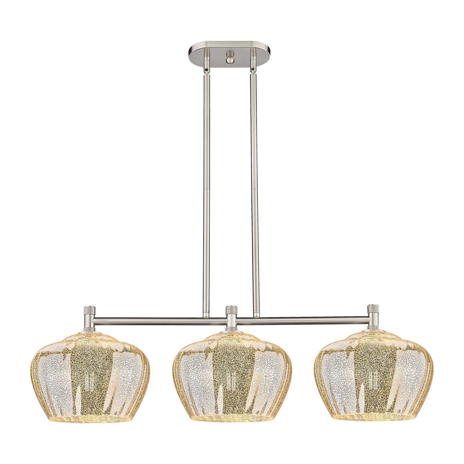 Innovations Fenton 38in 3-Light Island Light | Industrial Satin Nickel and Mercury Glass | Kitchen Island & Dining Room | Model 434-3I-SN-G96-L