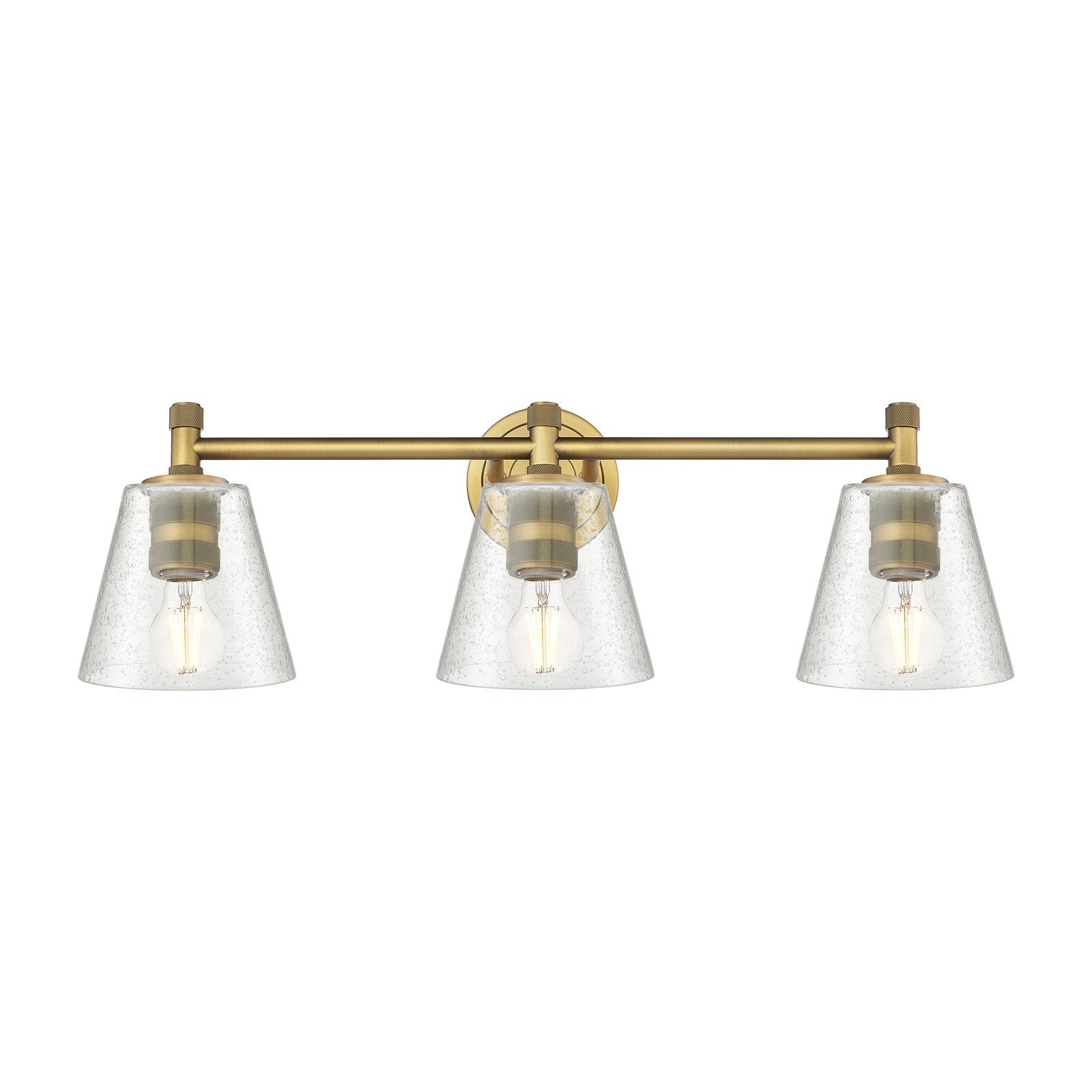 Innovations Caton 24in 3-Light Bath Vanity Light | Industrial Brushed Brass and Frosted Glass | Bathroom & Powder Room | Model 434-3W-BB-G454
