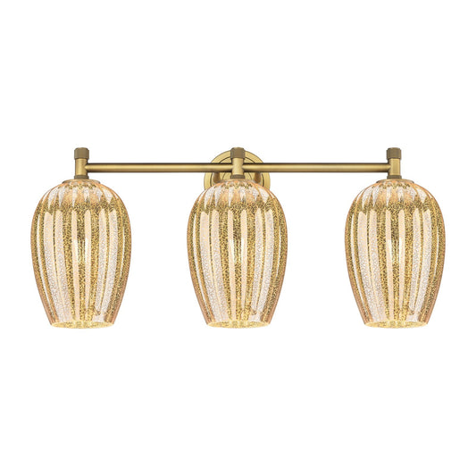 Innovations Preston Flute 24in 3-Light Bath Vanity Light | Industrial Brushed Brass and Mercury Glass | Bathroom & Powder | Model 434-3W-BB-G457-6ME