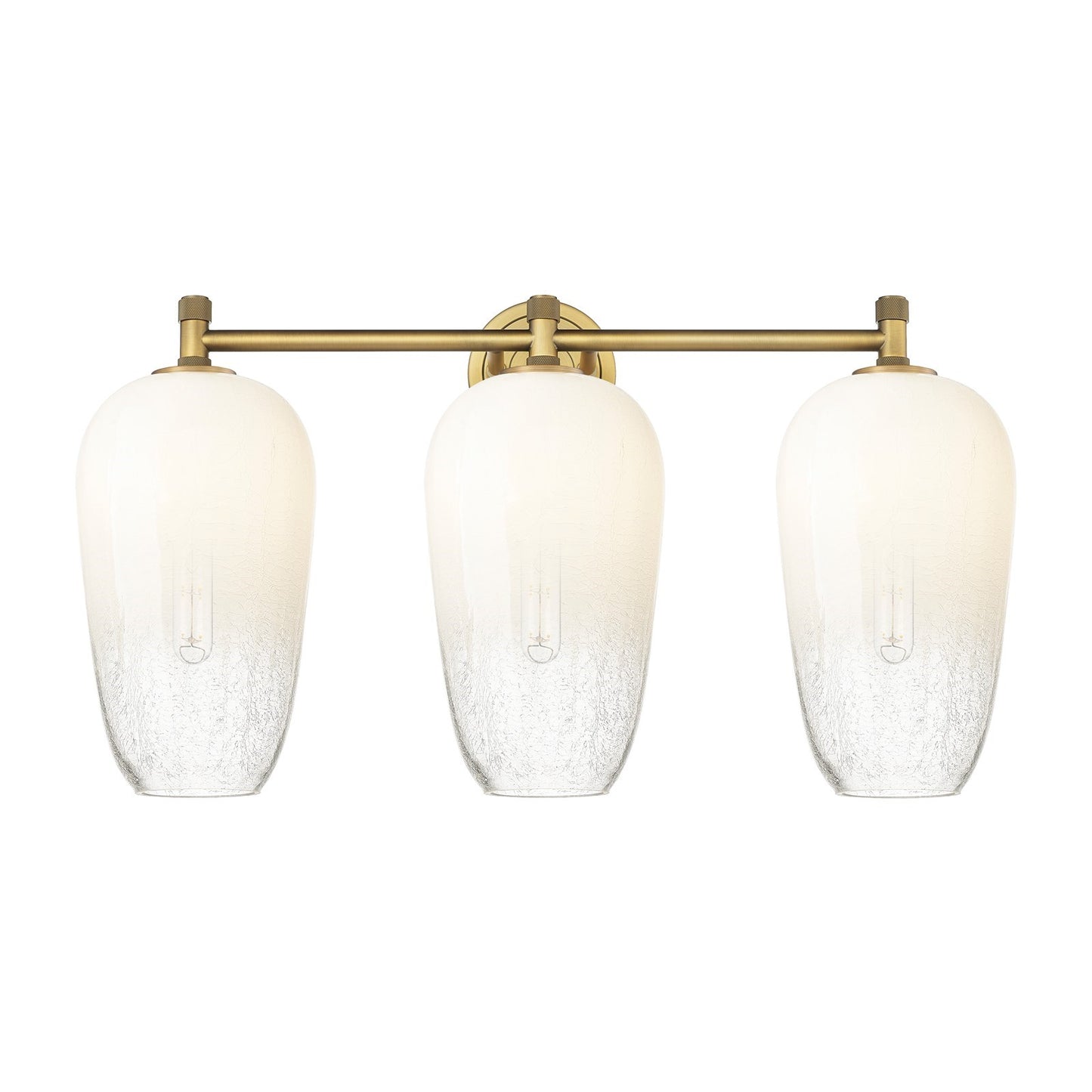 Innovations Brookhaven Flute 25in 3-Light Bath Vanity Light | Industrial Brushed Brass and Opal Glass | Bathroom Vanity | Model 434-3W-BB-G484-7OP
