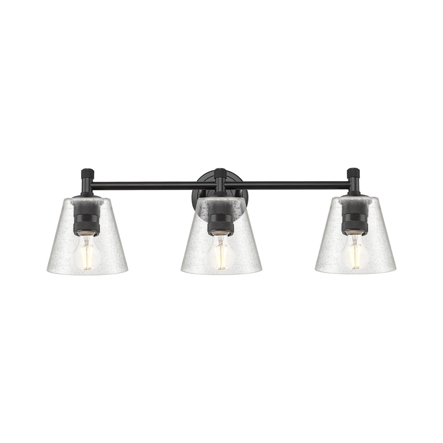 Innovations Caton 24in 3-Light Bath Vanity | Industrial Matte Black and Frosted Glass | Bathroom & Powder Room | Model 434-3W-BK-G454