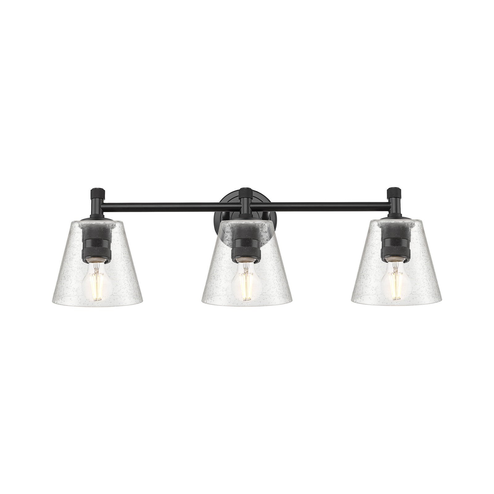 Innovations Caton 24in 3-Light Bath Vanity | Industrial Matte Black and Frosted Glass | Bathroom & Powder Room | Model 434-3W-BK-G454