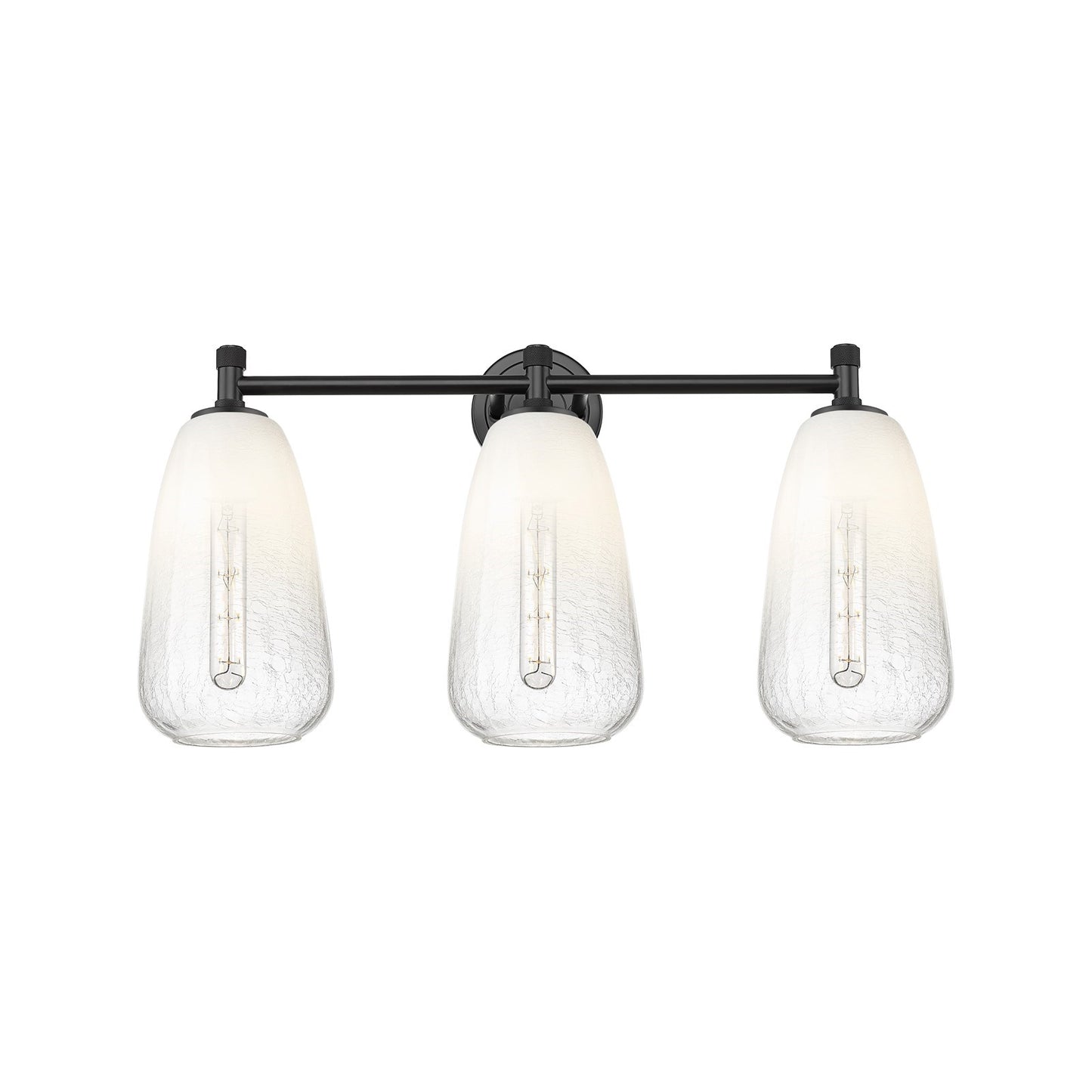 Innovations Brookhaven Almond 24in 3-Light Bath Vanity | Industrial Matte Black and Opal Glass | Bathroom Vanity | Model 434-3W-BK-G480-6OP