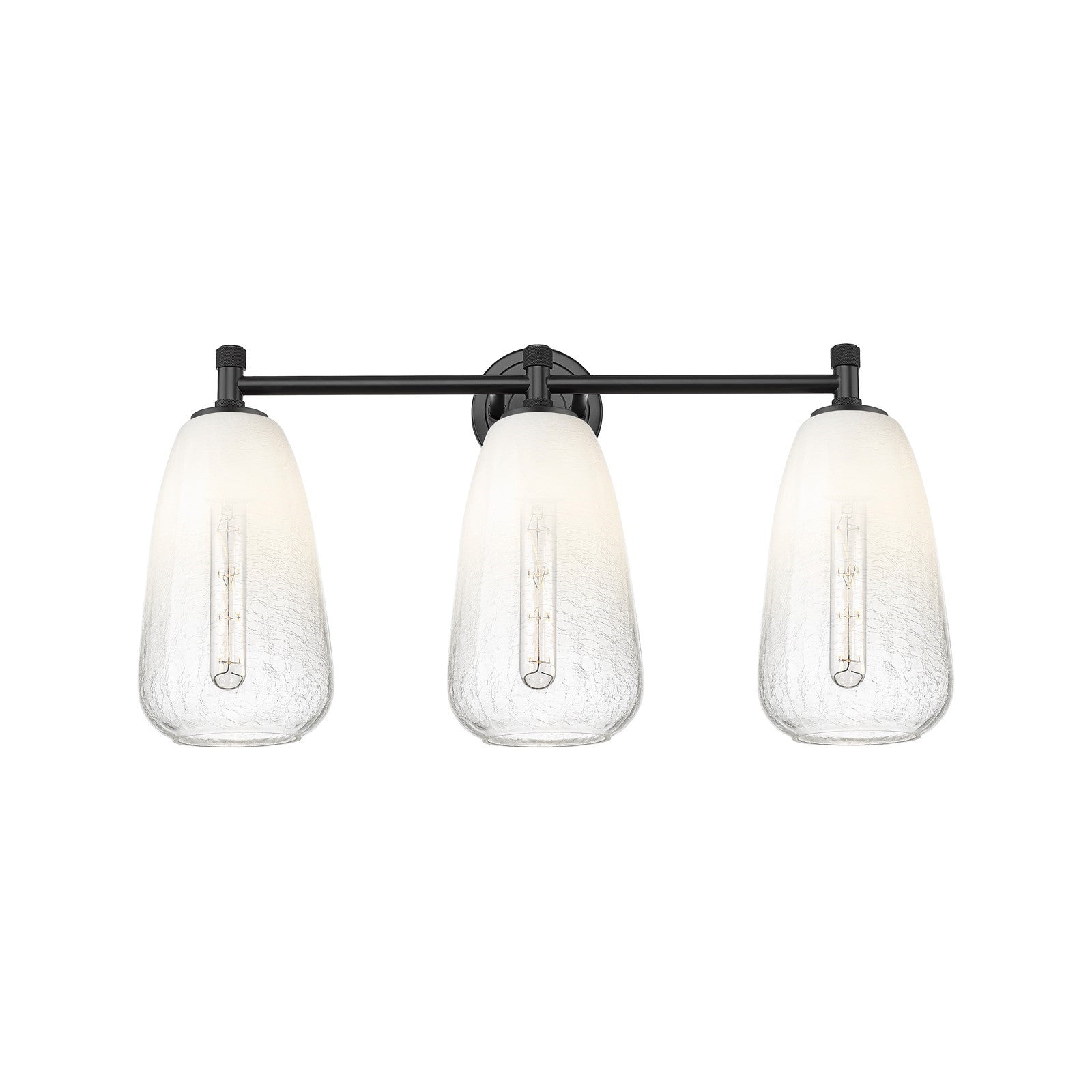 Innovations Brookhaven Almond 24in 3-Light Bath Vanity | Industrial Matte Black and Opal Glass | Bathroom Vanity | Model 434-3W-BK-G480-6OP