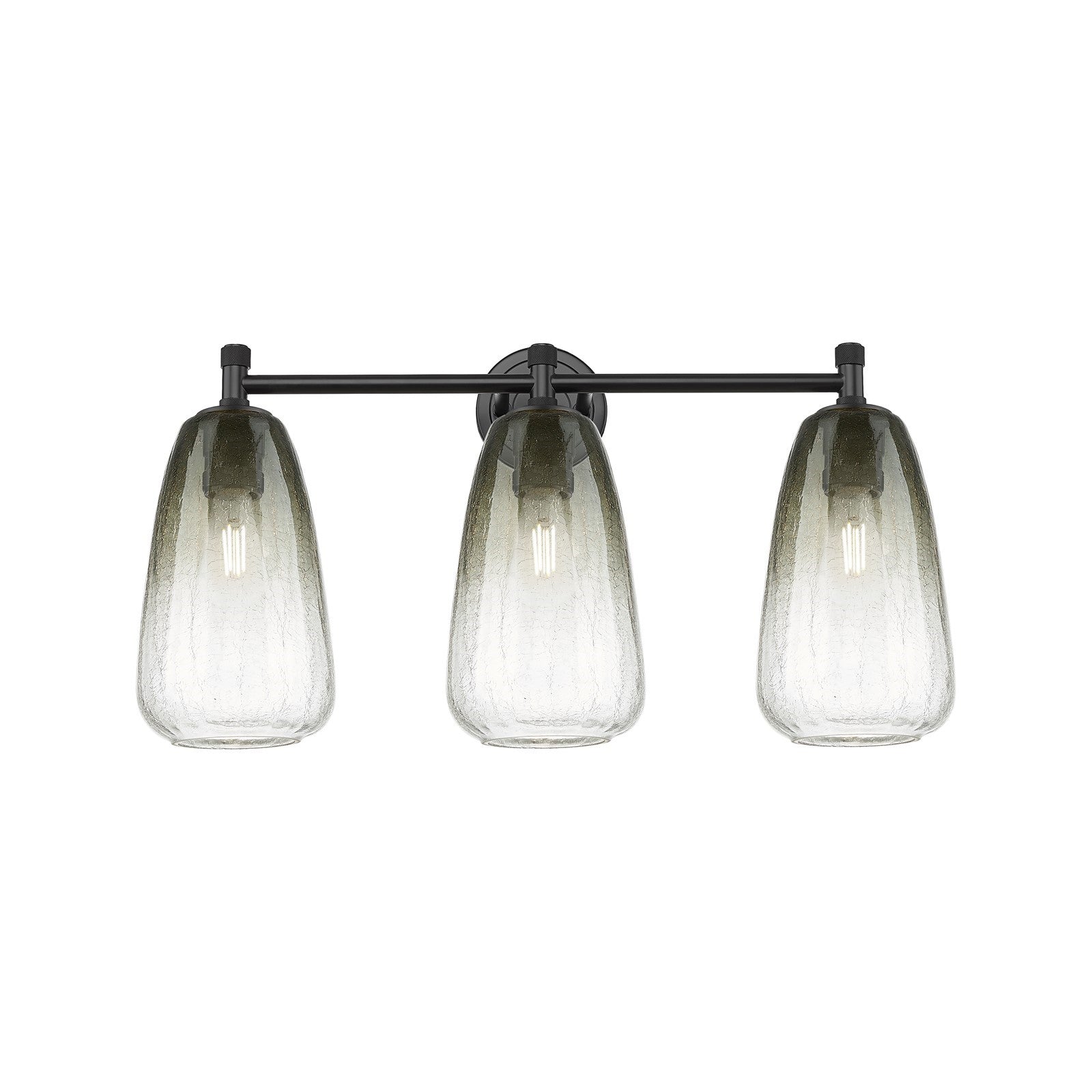 Innovations Brookhaven Almond 24in 3-Light Bath Vanity | Industrial Matte Black and Slate Glass | Bathroom Vanity | Model 434-3W-BK-G480-6SL