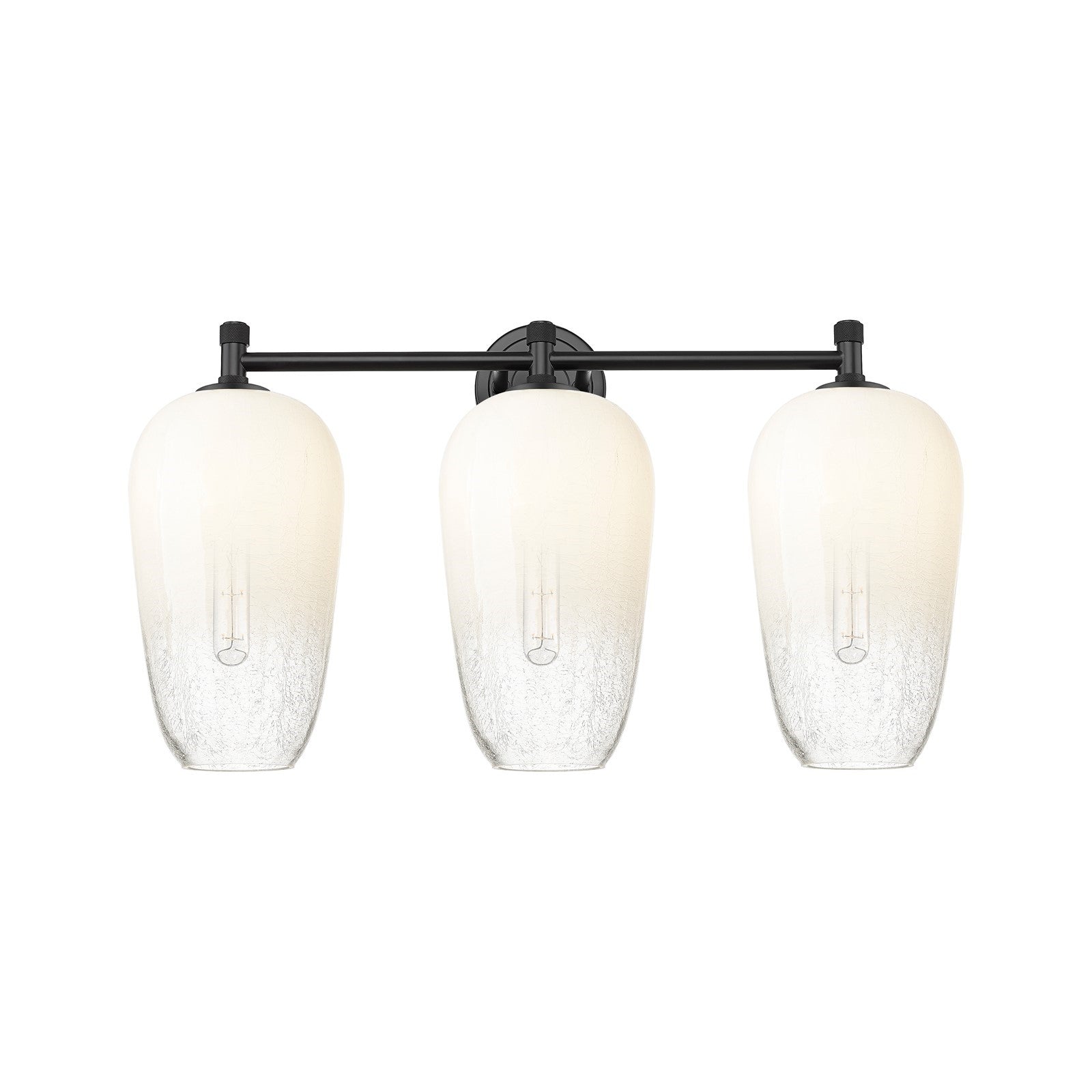 Innovations Brookhaven Flute 25in 3-Light Bath Vanity | Industrial Matte Black and Opal Glass | Bathroom & Powder Room | Model 434-3W-BK-G484-7OP