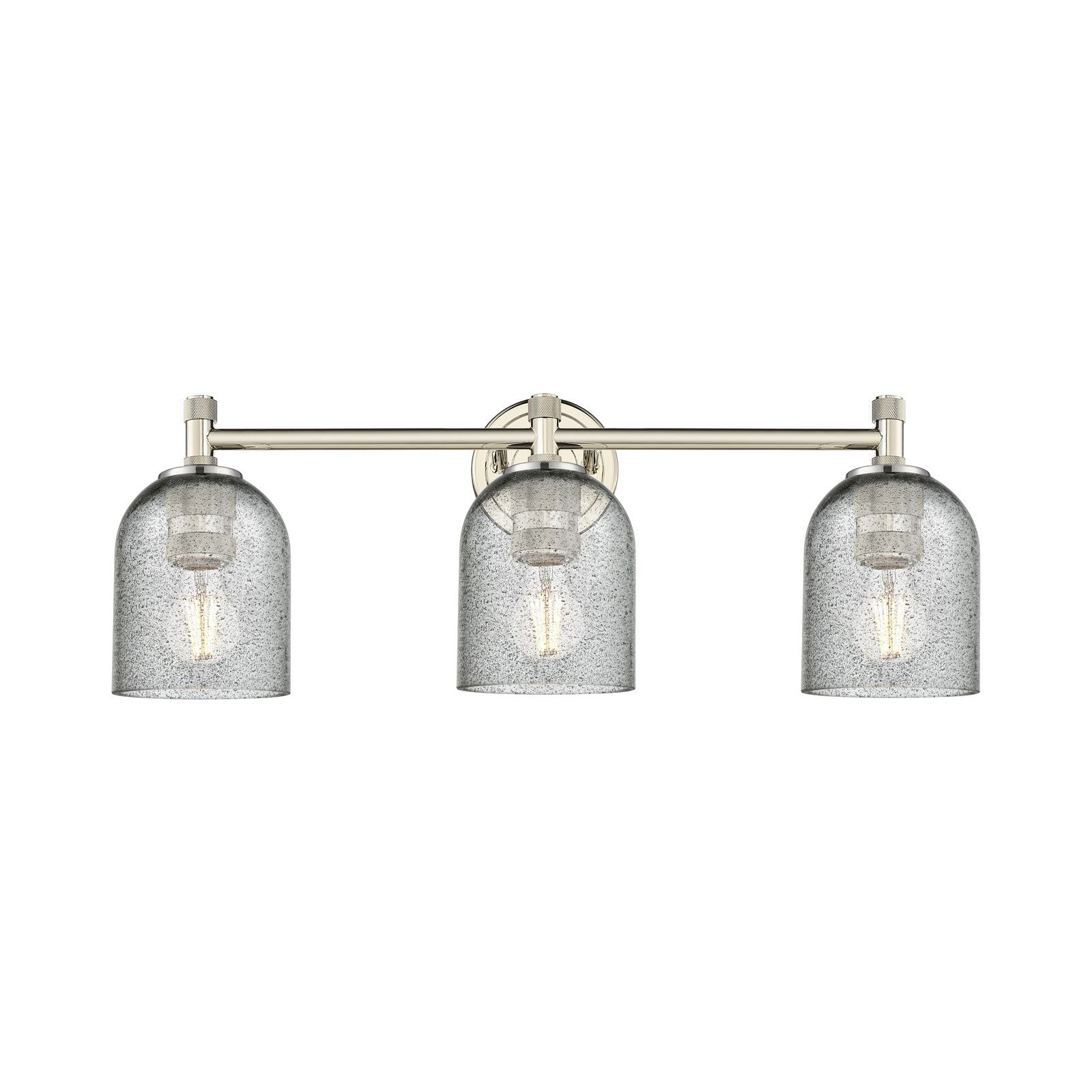 Innovations Caledonia 23in 3-Light Bath Vanity | Industrial Polished Nickel and Charcoal Glass | Bathroom & Powder Room | Model 434-3W-PN-G257