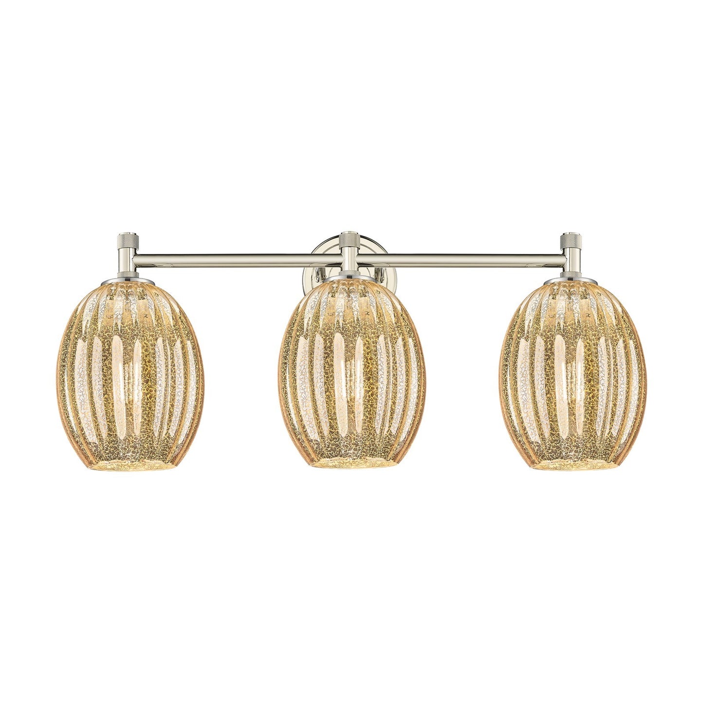 Innovations Preston Bulb 24in 3-Light Bath Vanity Light | Industrial Polished Nickel and Mercury Glass | Bathroom Vanity | Model 434-3W-PN-G459-6ME