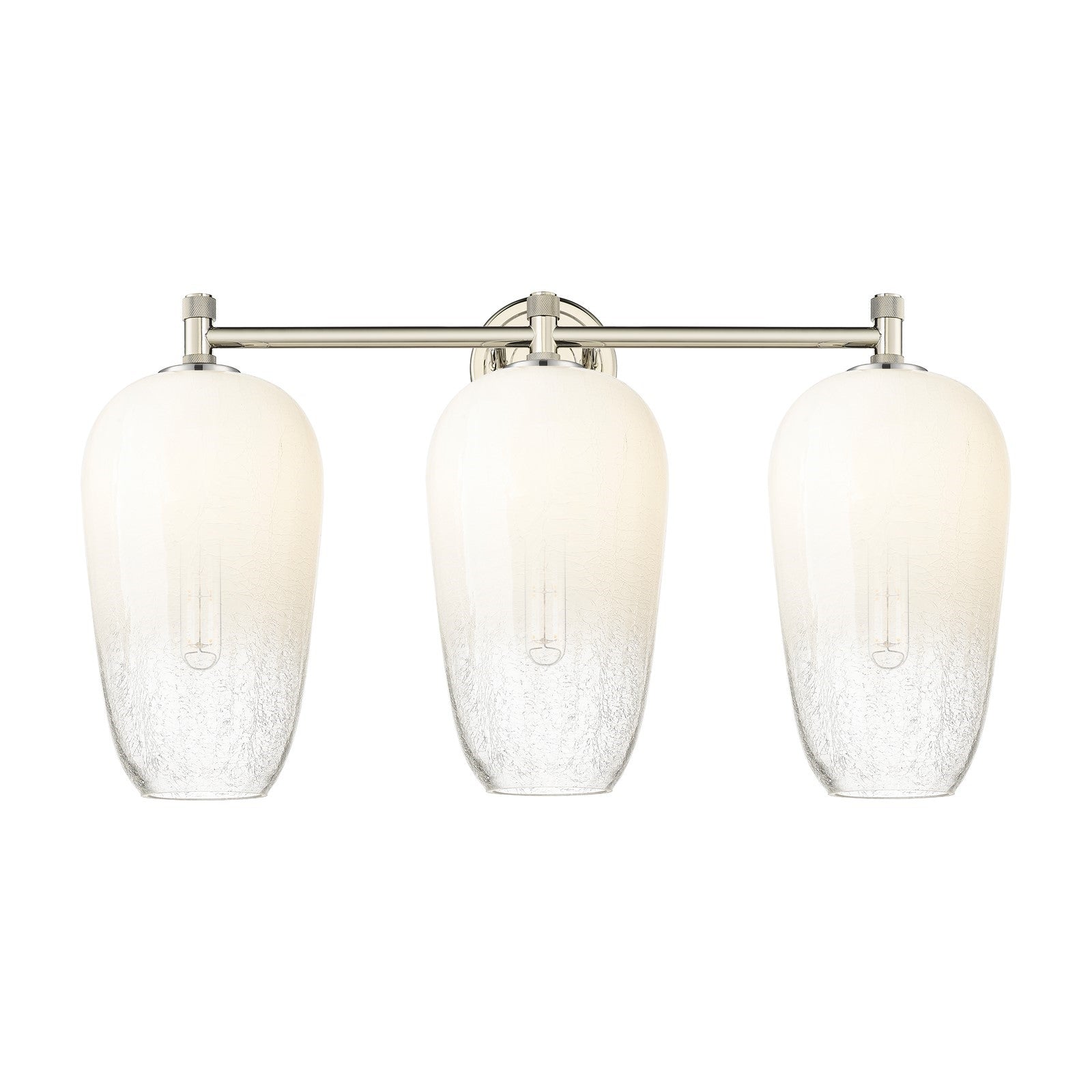 Innovations Brookhaven Flute 25in 3-Light Bath Vanity Light | Industrial Polished Nickel and Opal Glass | Bathroom Vanity | Model 434-3W-PN-G484-7OP