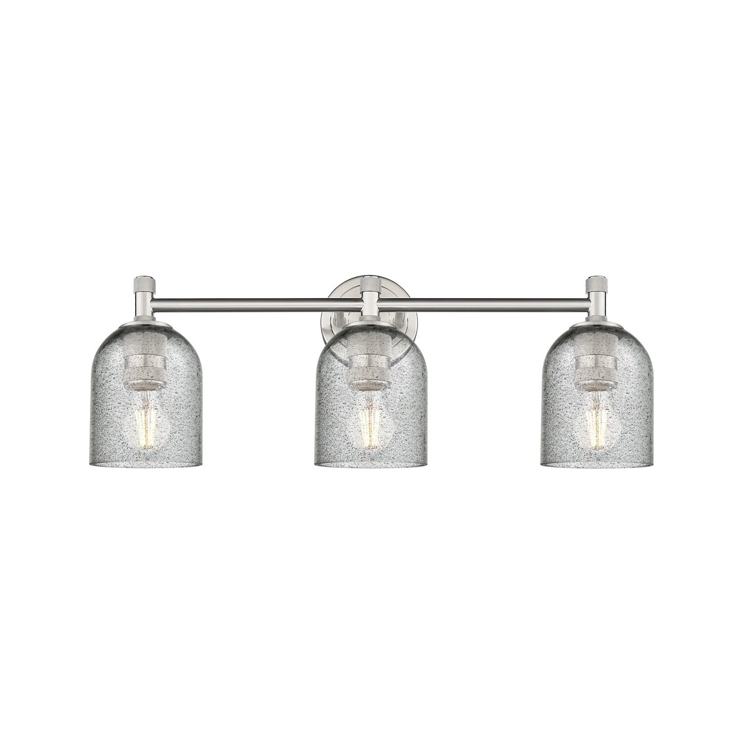 Innovations Caledonia 23in 3-Light Bath Vanity Light | Industrial Satin Nickel and Charcoal Glass | Bathroom Vanity | Model 434-3W-SN-G257