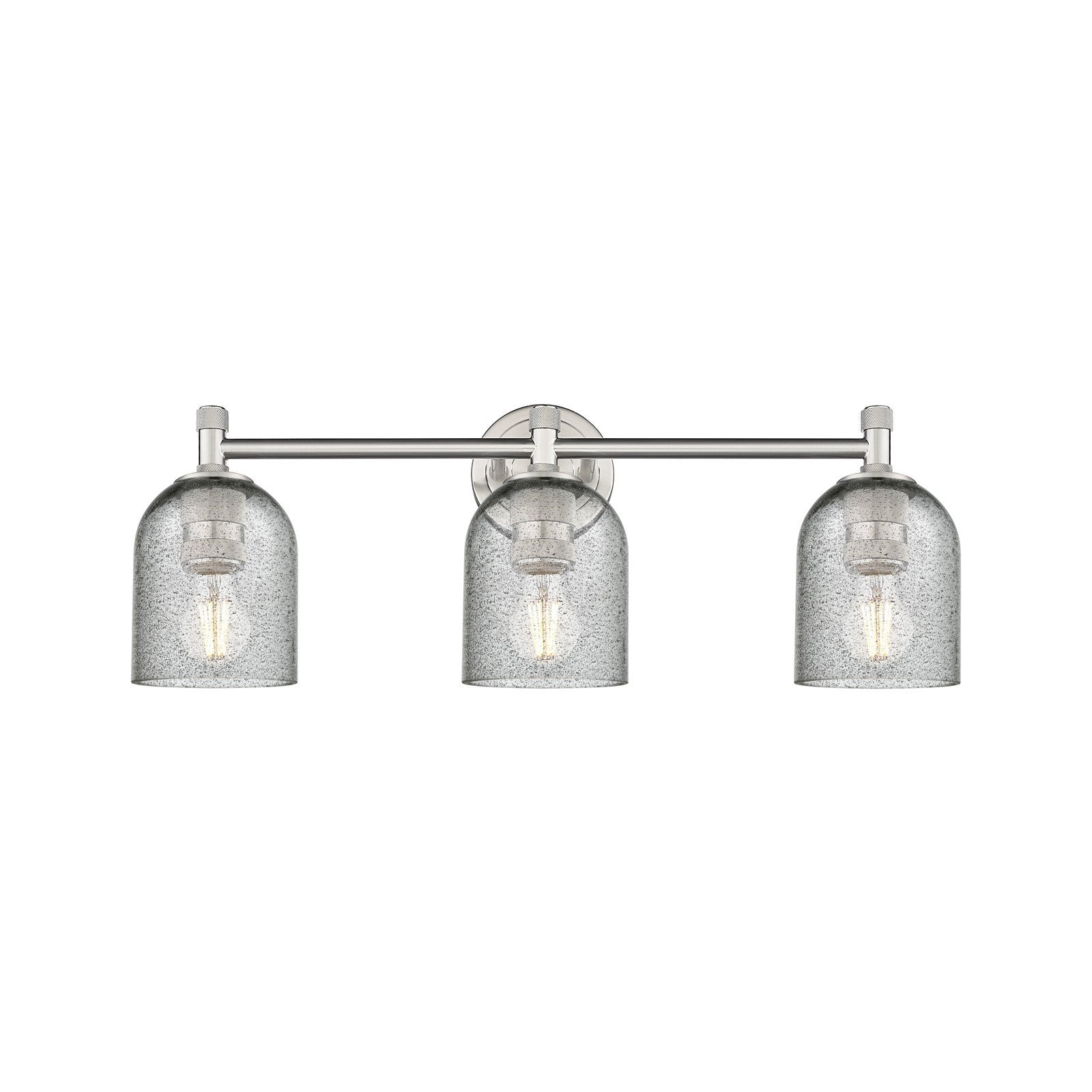 Innovations Caledonia 23in 3-Light Bath Vanity Light | Industrial Satin Nickel and Charcoal Glass | Bathroom Vanity | Model 434-3W-SN-G257