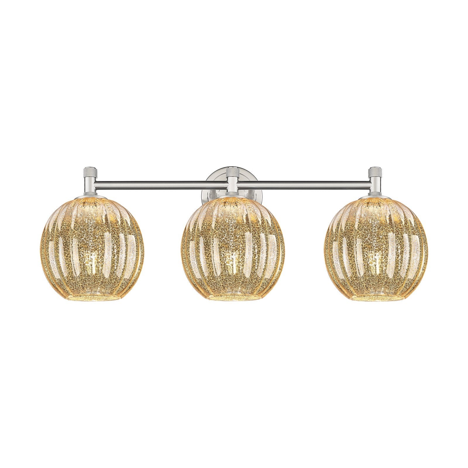 Innovations Preston Globe 25in 3-Light Bath Vanity | Industrial Satin Nickel and Mercury Glass | Bathroom & Powder Room | Model 434-3W-SN-G458-7ME