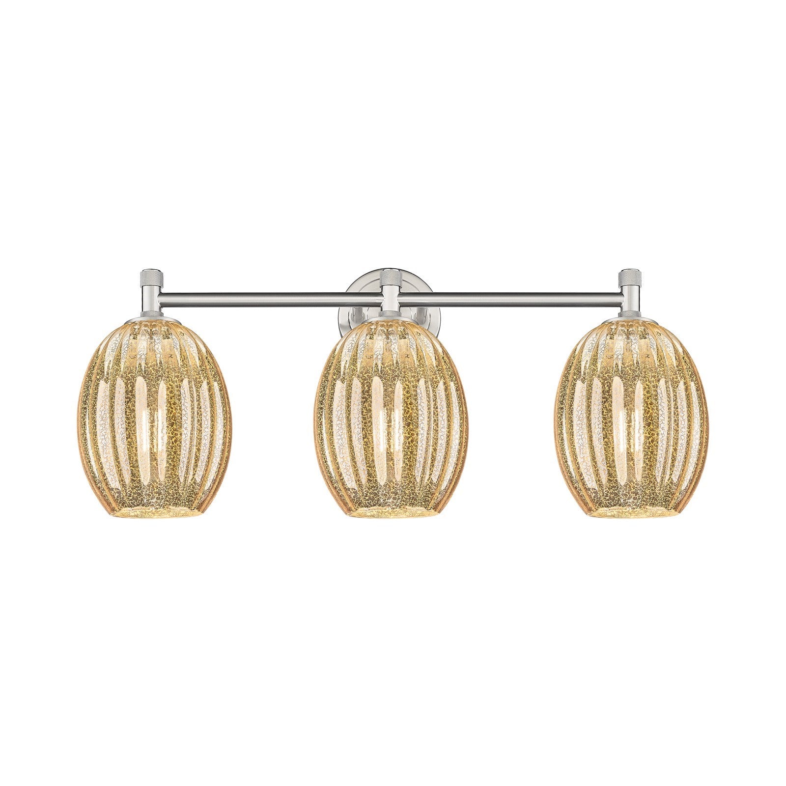 Innovations Preston Bulb 24in 3-Light Bath Vanity | Industrial Satin Nickel and Mercury Glass | Bathroom & Powder Room | Model 434-3W-SN-G459-6ME