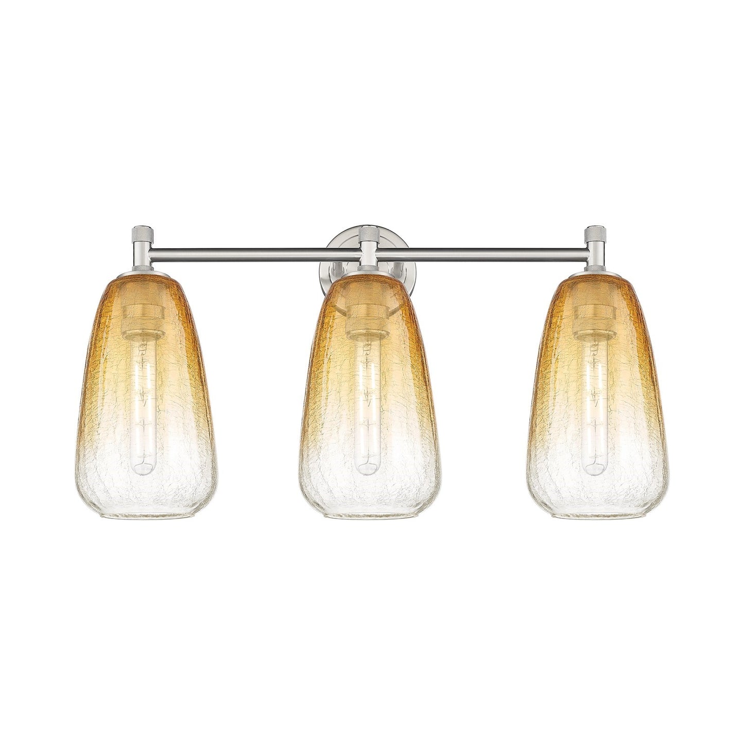 Innovations Brookhaven Almond 24in 3-Light Bath Vanity | Industrial Satin Nickel and Amber Glass | Bathroom & Powder Room | Model 434-3W-SN-G480-6AM