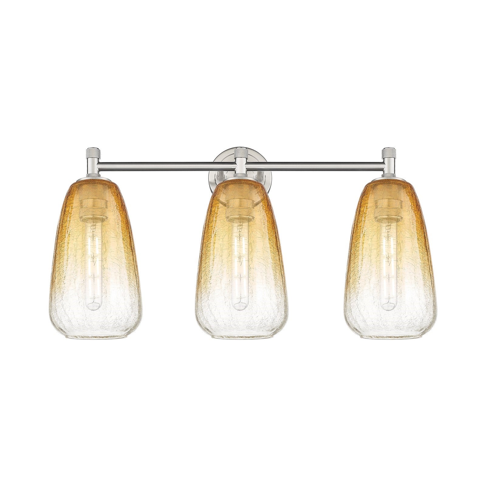 Innovations Brookhaven Almond 24in 3-Light Bath Vanity | Industrial Satin Nickel and Amber Glass | Bathroom & Powder Room | Model 434-3W-SN-G480-6AM