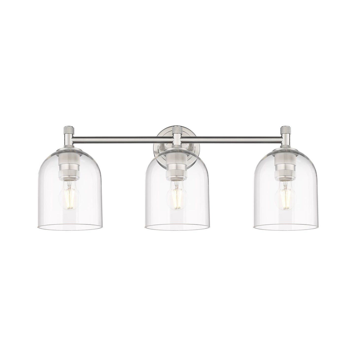 Innovations Bella 23in 3-Light Bath Vanity | Industrial Satin Nickel and Clear Glass | Bathroom Vanity | 23.25 x 10 in | Model 434-3W-SN-G558-6CL
