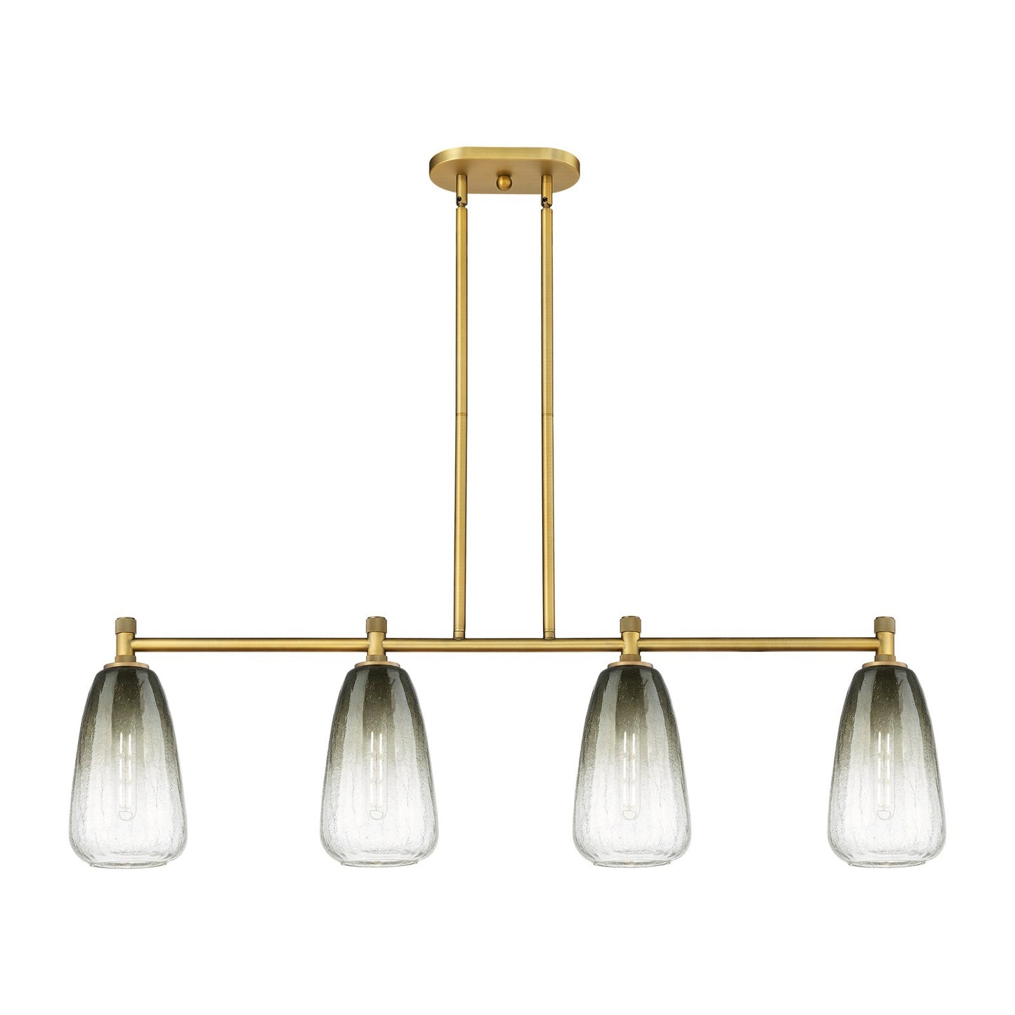 Innovations Brookhaven Almond 46.25in 4-Light Island Light | Industrial Brushed Brass and Slate Glass | Kitchen Island | Model 434-4I-BB-G480-6SL