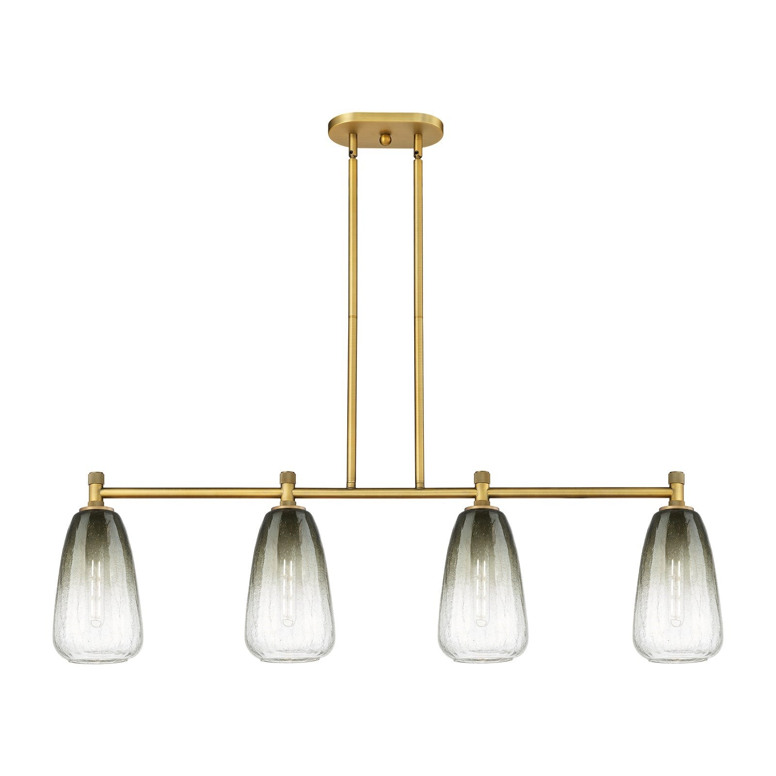 Innovations Brookhaven Almond 46.25in 4-Light Island Light | Industrial Brushed Brass and Slate Glass | Kitchen Island | Model 434-4I-BB-G480-6SL