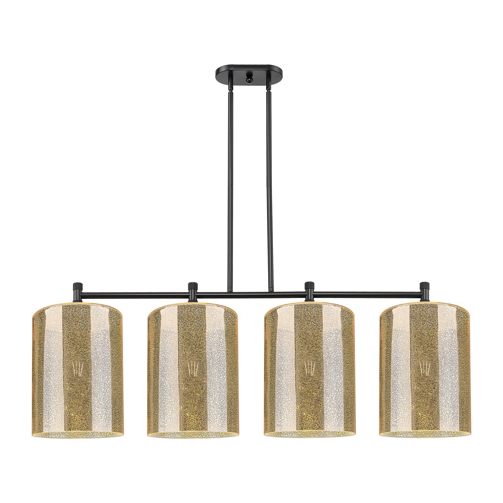 Innovations Cobbleskill 49in 4-Light Island Light | Industrial Matte Black and Mercury Glass | Kitchen Island & Dining Room | Model 434-4I-BK-G116-L