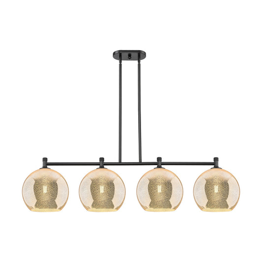 Innovations Athens 50in 4-Light Island Light | Industrial Matte Black and Mercury Glass | Kitchen Island & Dining Room | Model 434-4I-BK-G128-10