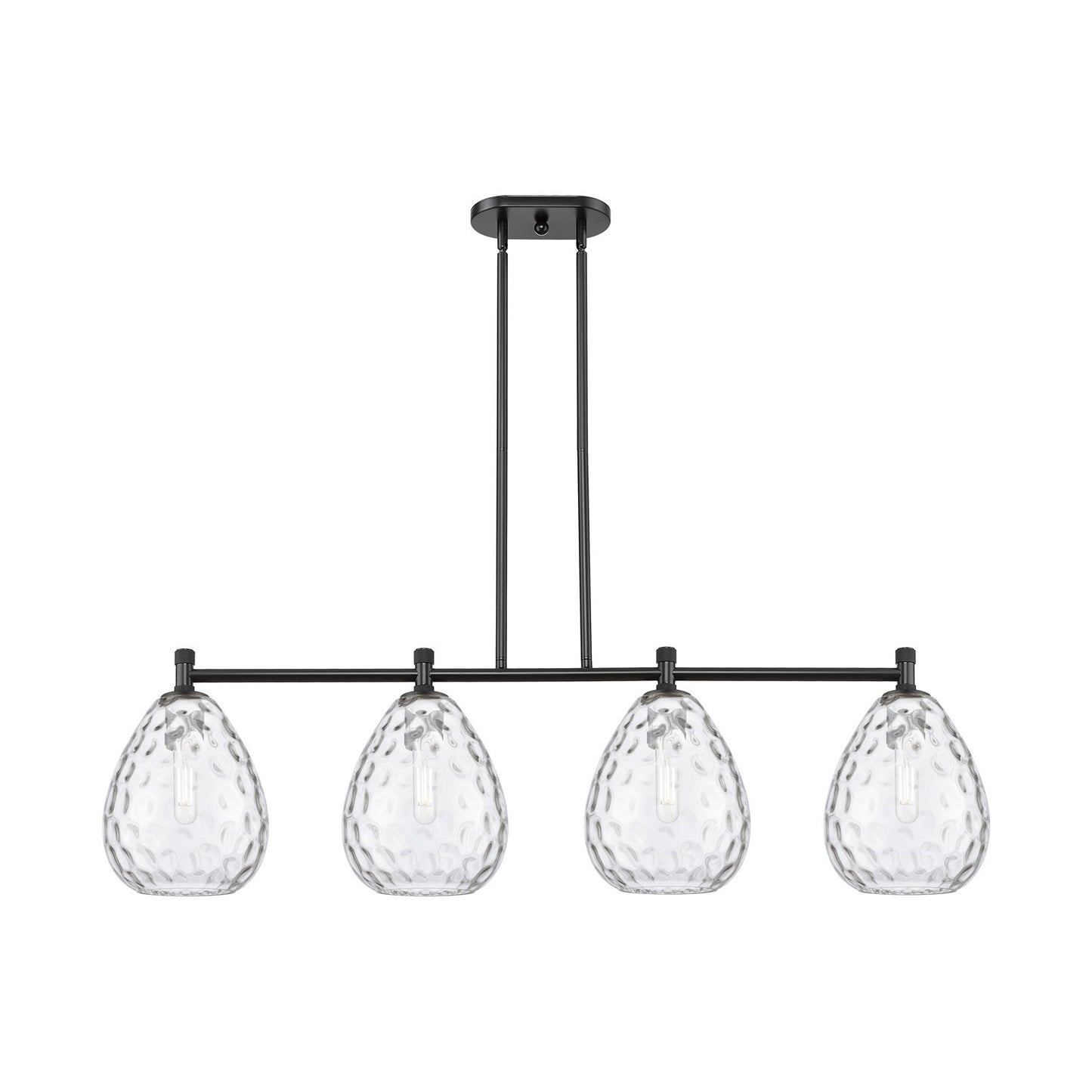 Innovations Waverly 48in 4-Light Island Light | Industrial Matte Black and Clear Glass | Kitchen Island & Dining Room | Model 434-4I-BK-G372