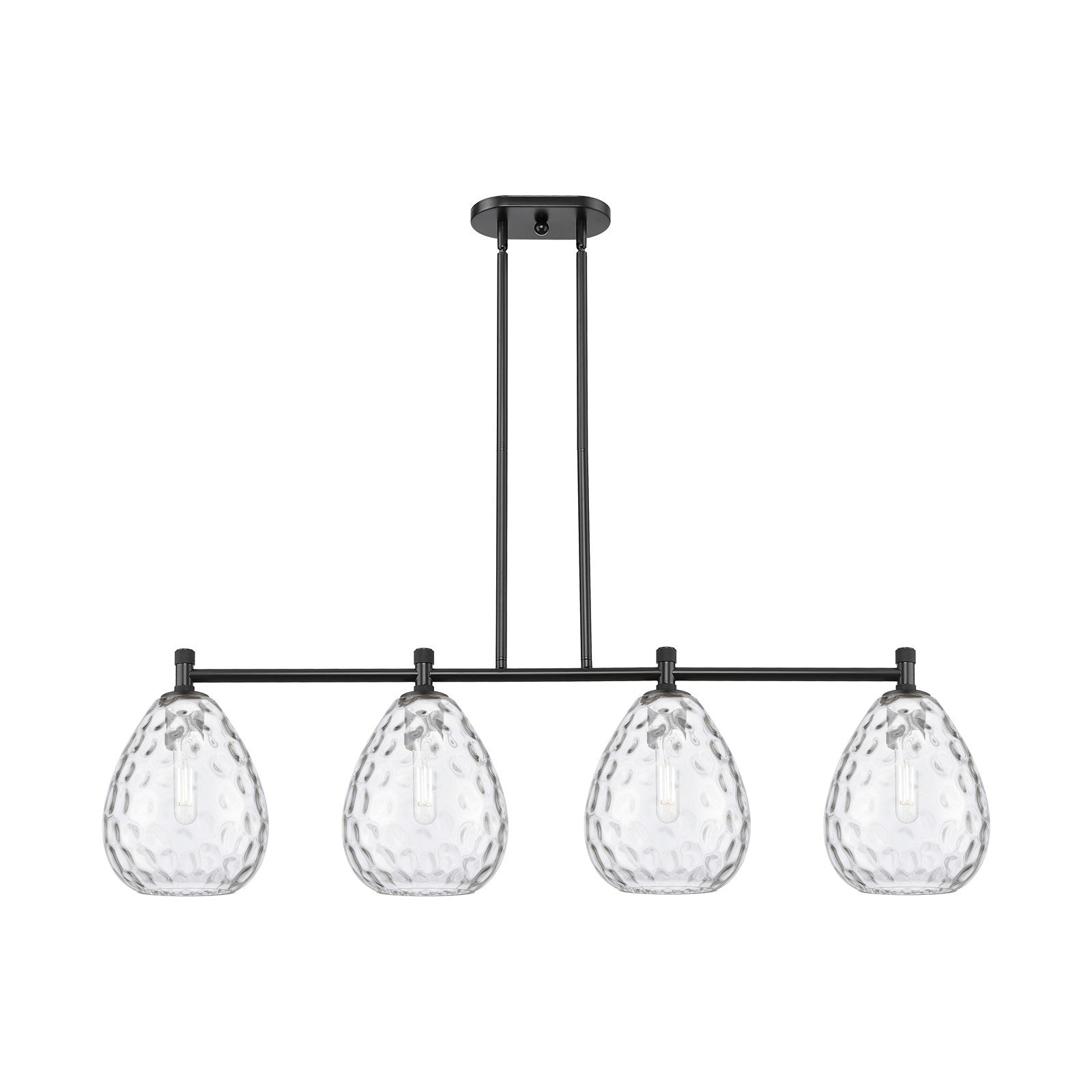 Innovations Waverly 48in 4-Light Island Light | Industrial Matte Black and Clear Glass | Kitchen Island & Dining Room | Model 434-4I-BK-G372