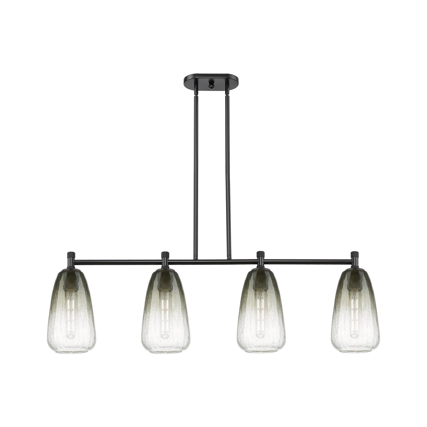 Innovations Brookhaven Almond 46in 4-Light Island Light | Industrial Matte Black and Slate Glass | Kitchen Island & Dining | Model 434-4I-BK-G480-6SL