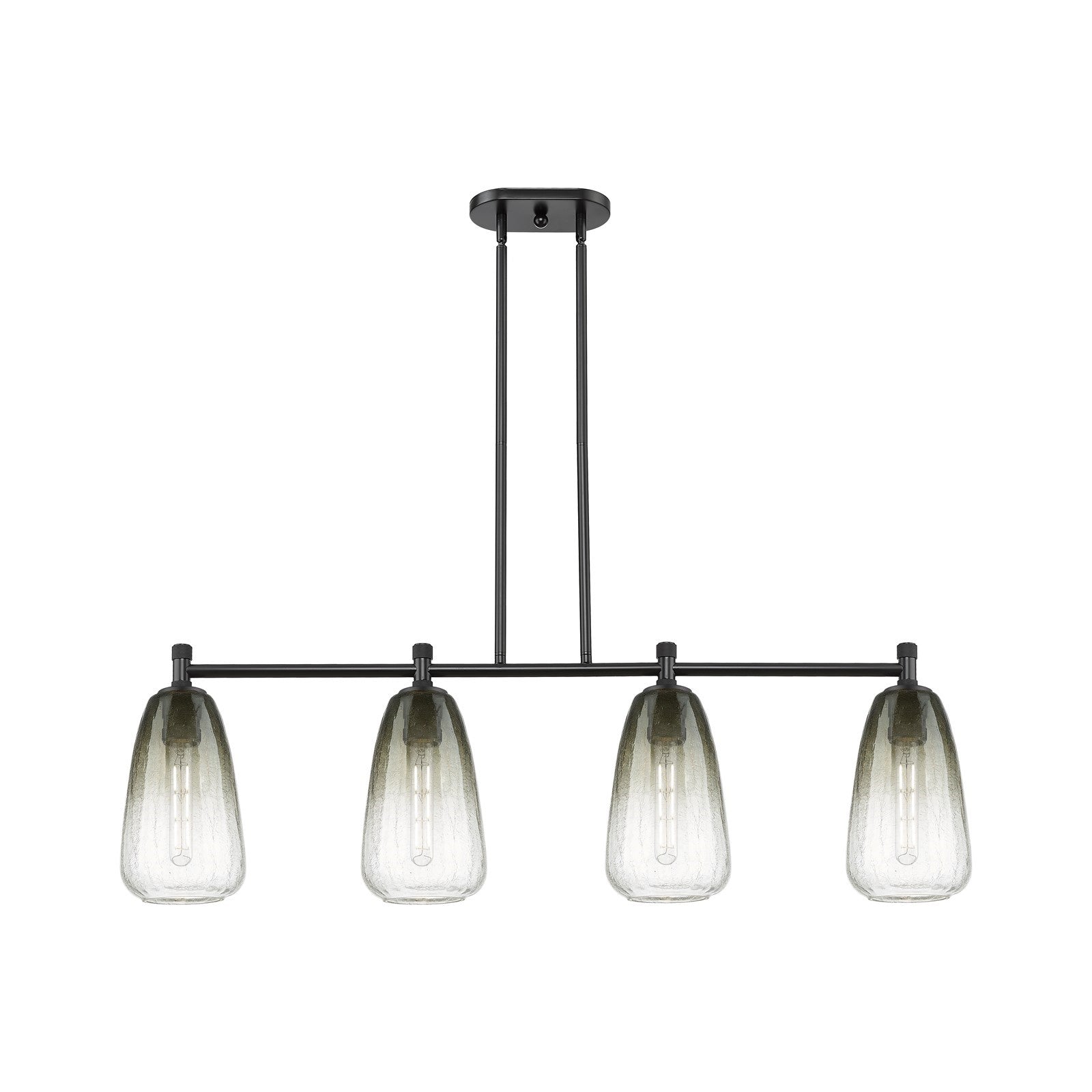 Innovations Brookhaven Almond 46in 4-Light Island Light | Industrial Matte Black and Slate Glass | Kitchen Island & Dining | Model 434-4I-BK-G480-6SL