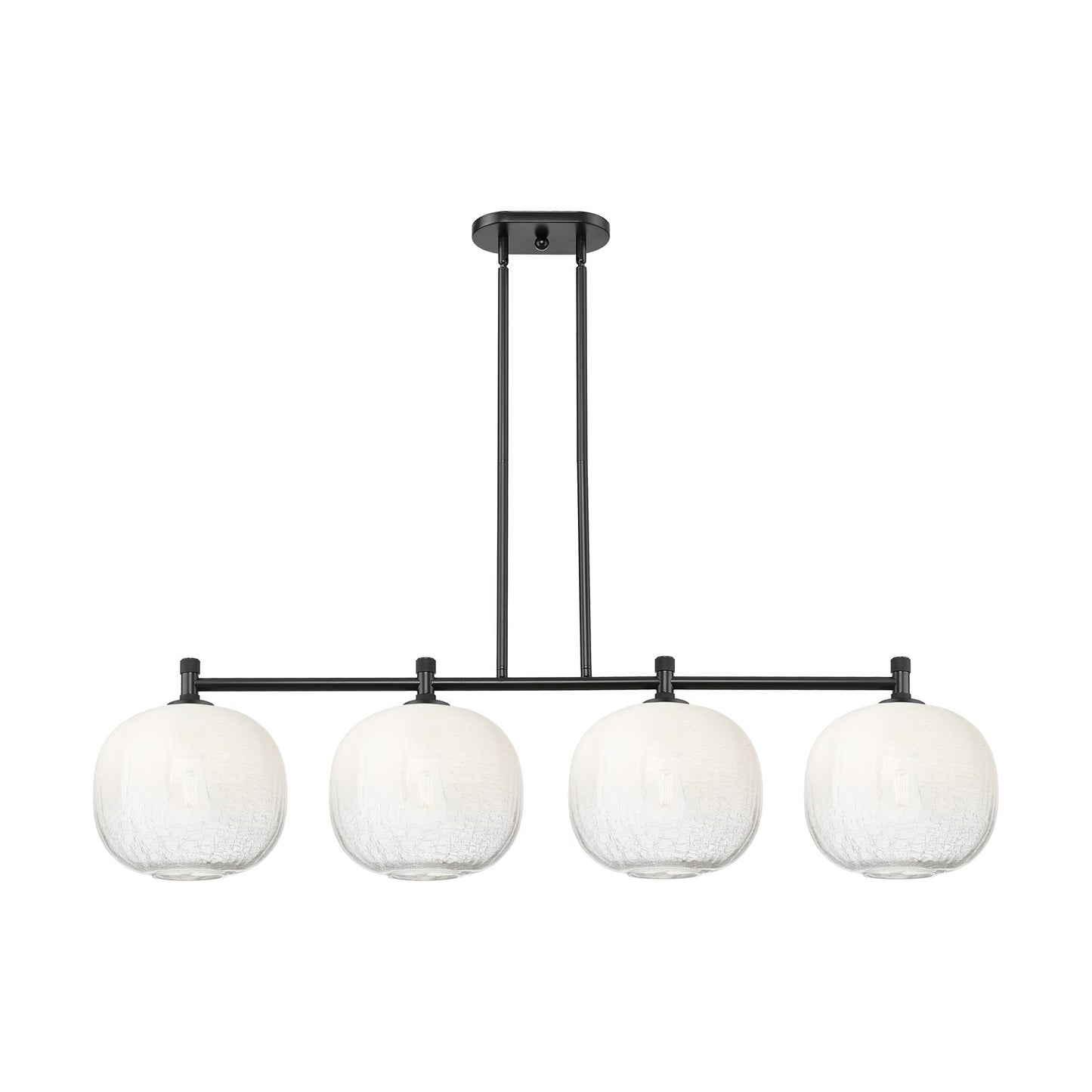 Innovations Brookhaven Sphere 51in 4-Light Island Light | Industrial Matte Black and Opal Glass | Kitchen Island & Dining | Model 434-4I-BK-G481-10OP