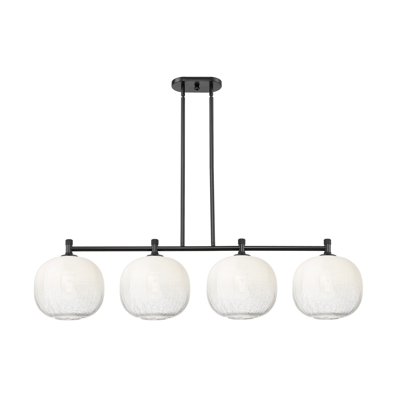 Innovations Brookhaven Sphere 51in 4-Light Island Light | Industrial Matte Black and Opal Glass | Kitchen Island & Dining | Model 434-4I-BK-G481-10OP