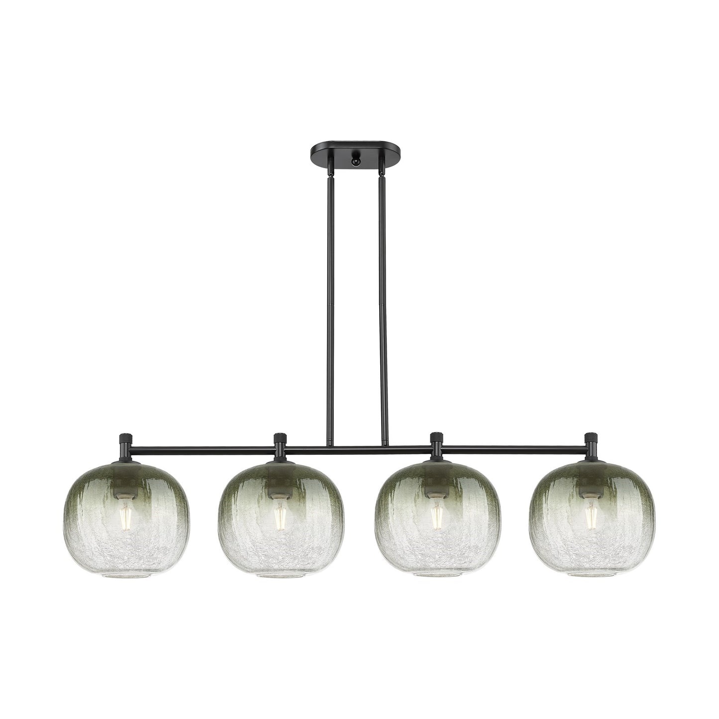 Innovations Brookhaven Sphere 51in 4-Light Island Light | Industrial Matte Black and Slate Glass | Kitchen Island | Model 434-4I-BK-G481-10SL
