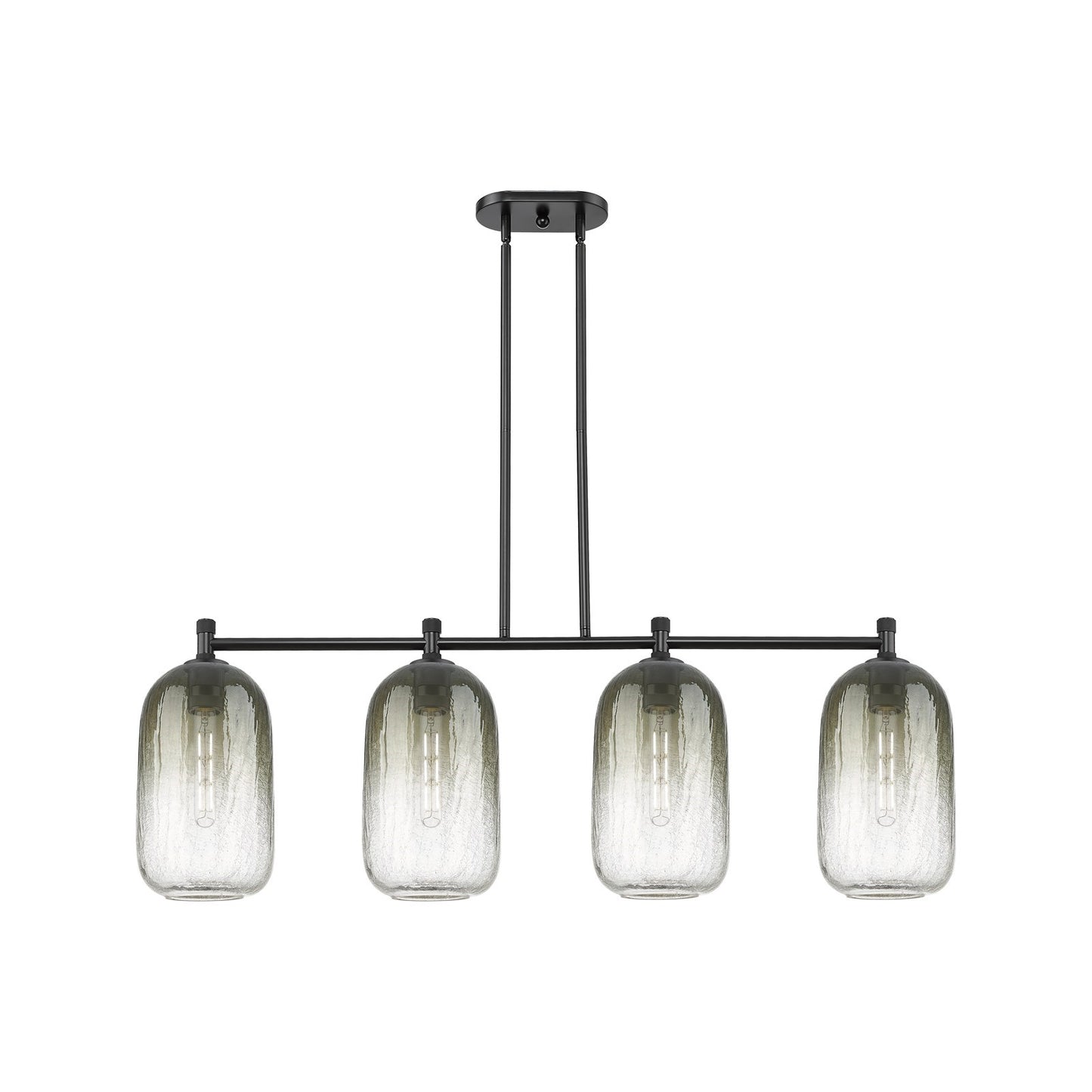 Innovations Brookhaven Cloche 47in 4-Light Island Light | Industrial Matte Black and Slate Glass | Kitchen Island & Dining | Model 434-4I-BK-G482-7SL