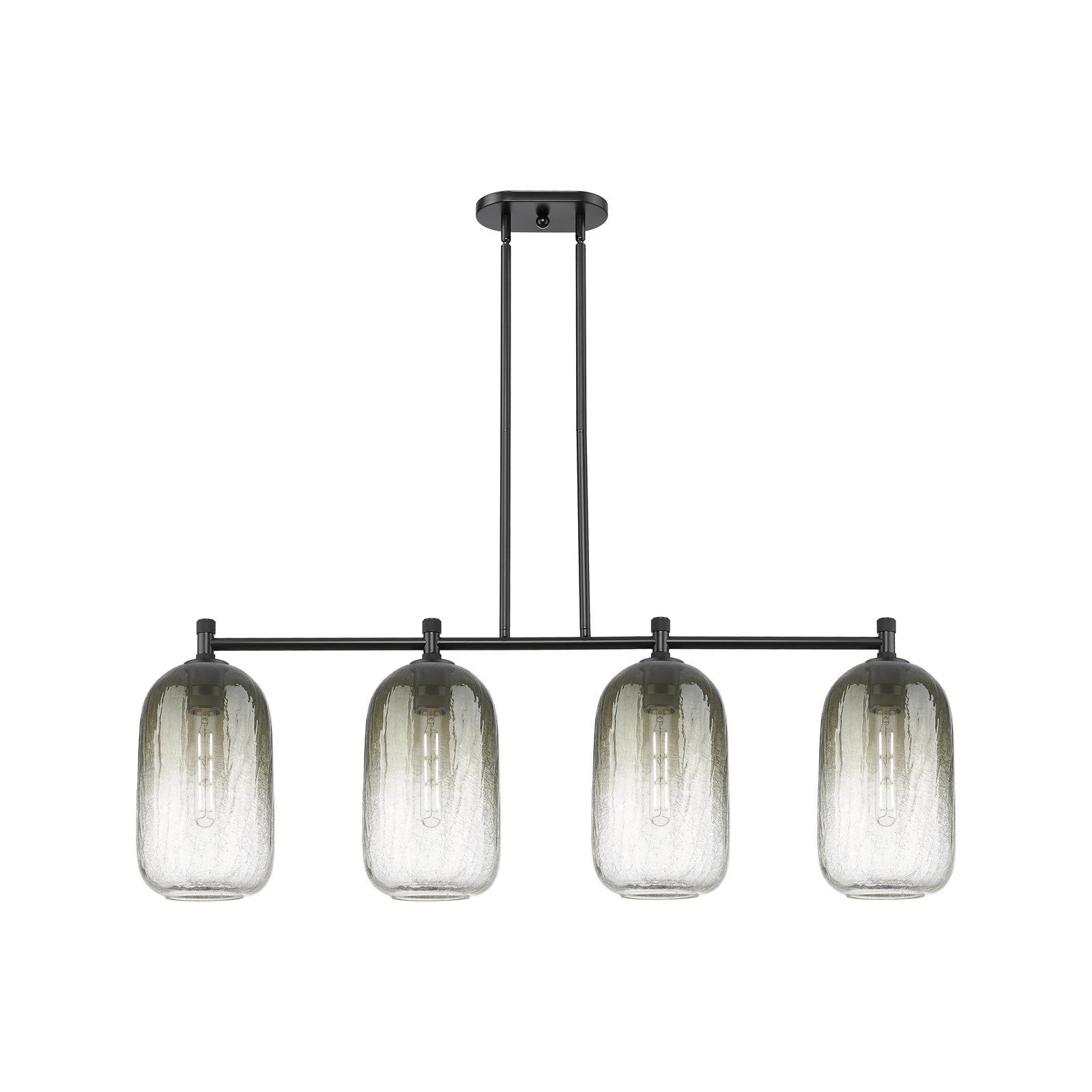 Innovations Brookhaven Cloche 47in 4-Light Island Light | Industrial Matte Black and Slate Glass | Kitchen Island & Dining | Model 434-4I-BK-G482-7SL