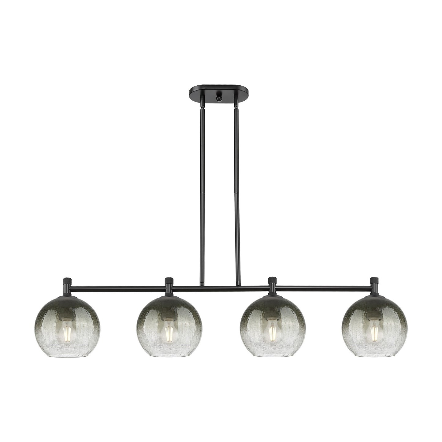 Innovations Brookhaven Globe 48in 4-Light Island Light | Industrial Matte Black and Slate Glass | Kitchen Island & Dining | Model 434-4I-BK-G483-8SL
