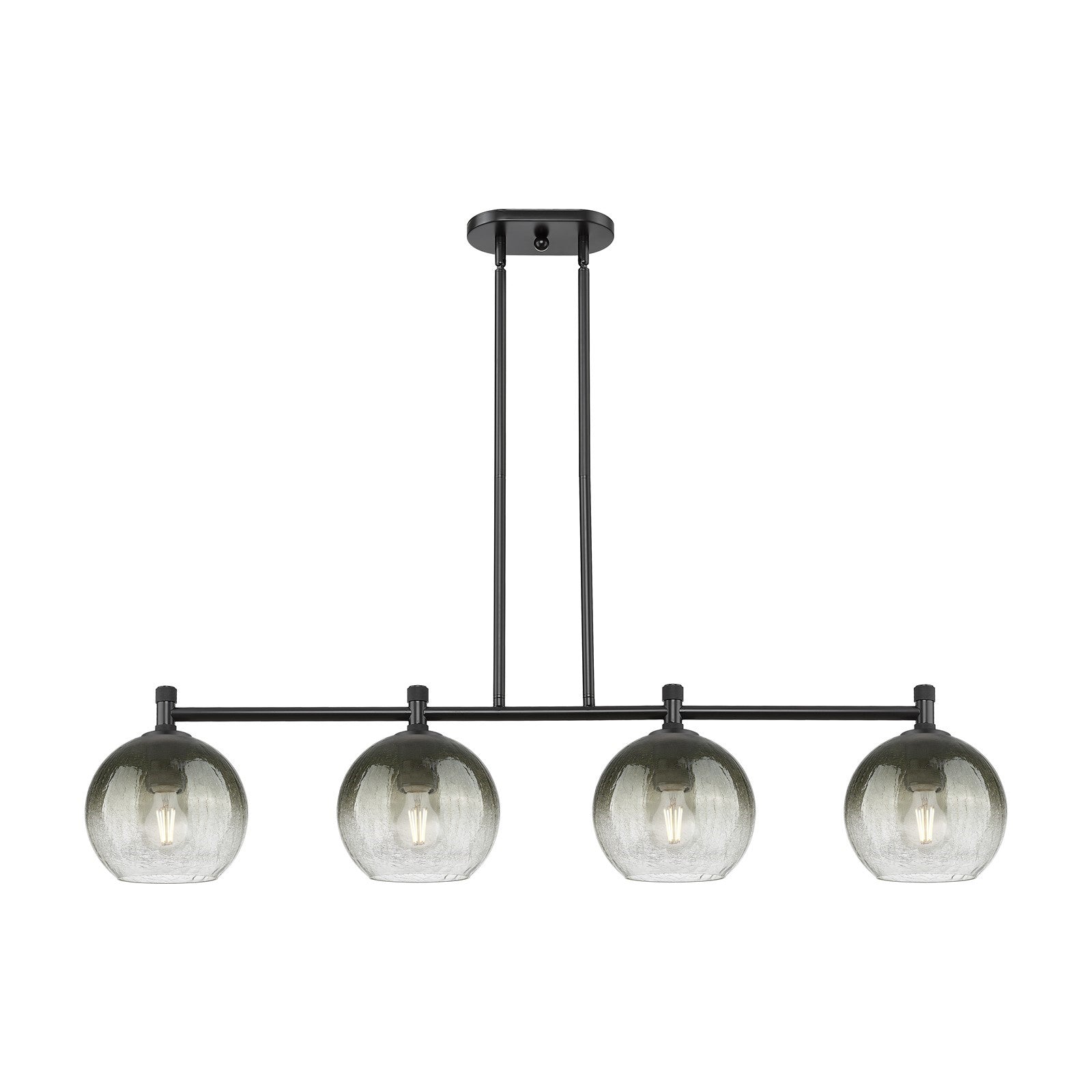 Innovations Brookhaven Globe 48in 4-Light Island Light | Industrial Matte Black and Slate Glass | Kitchen Island & Dining | Model 434-4I-BK-G483-8SL