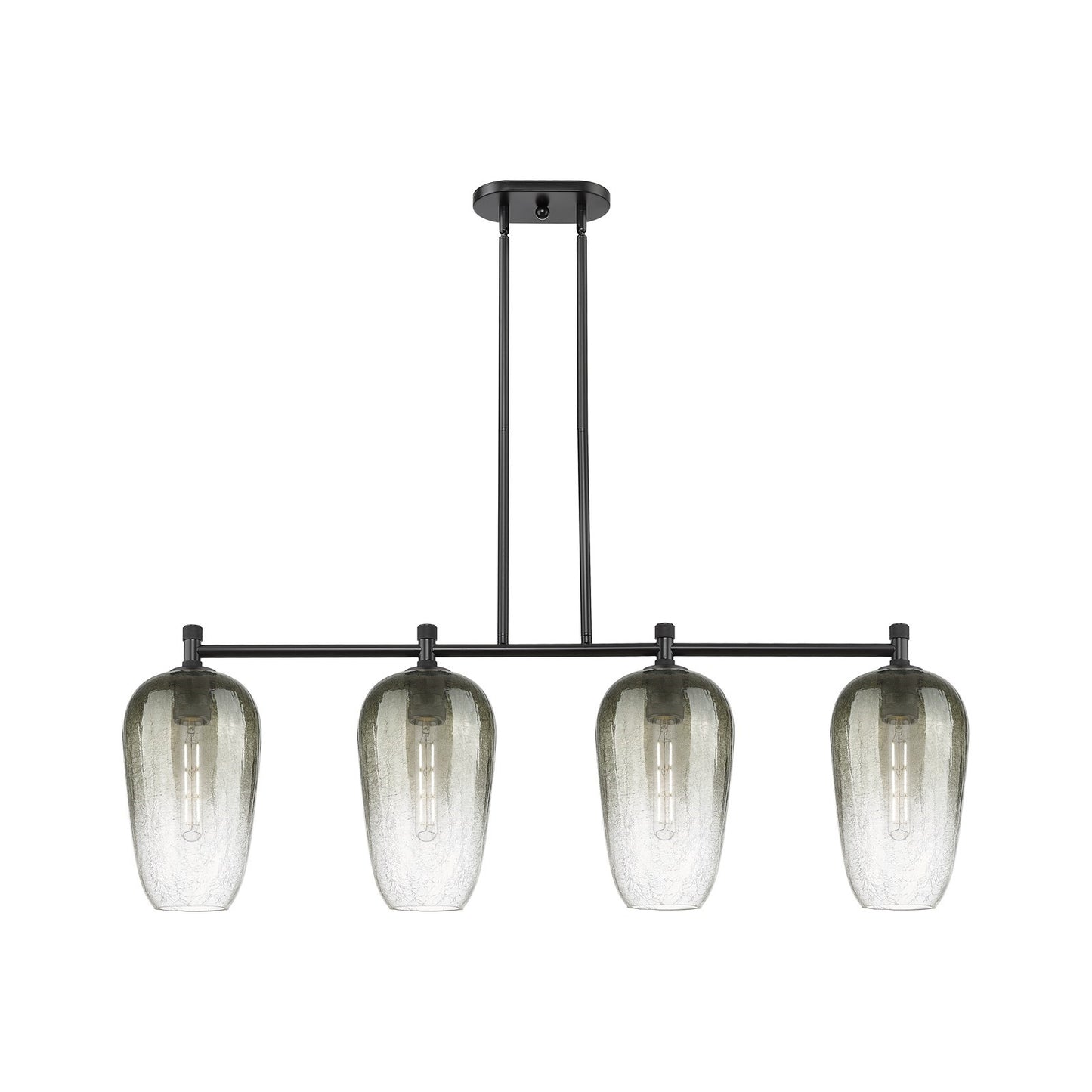 Innovations Brookhaven Flute 47in 4-Light Island Light | Industrial Matte Black and Slate Glass | Kitchen Island & Dining | Model 434-4I-BK-G484-7SL