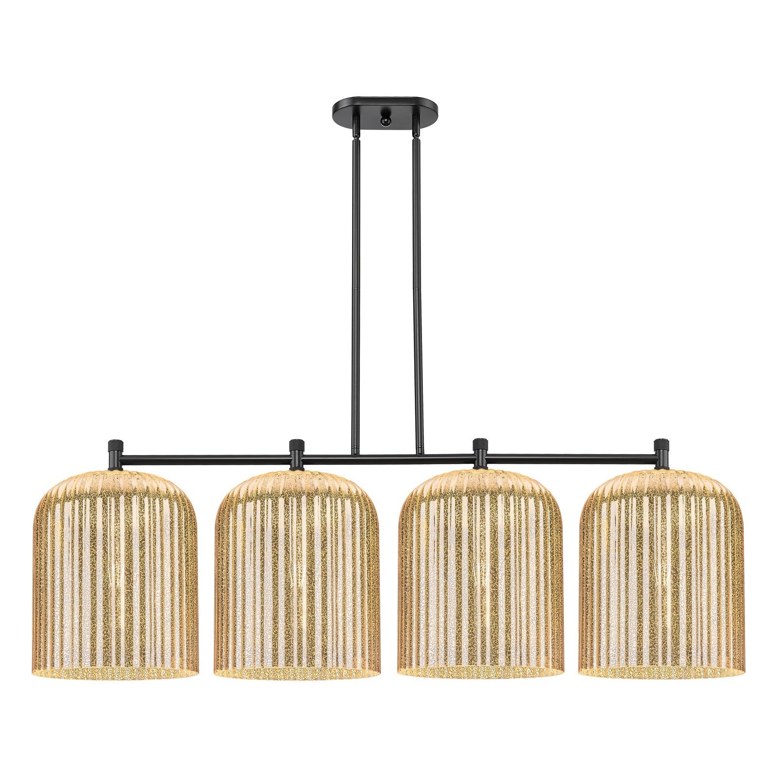 Innovations Crown Point 52in 4-Light Island Light | Industrial Matte Black and Mercury Glass | Kitchen Island & Dining | Model 434-4I-BK-G559-12ME