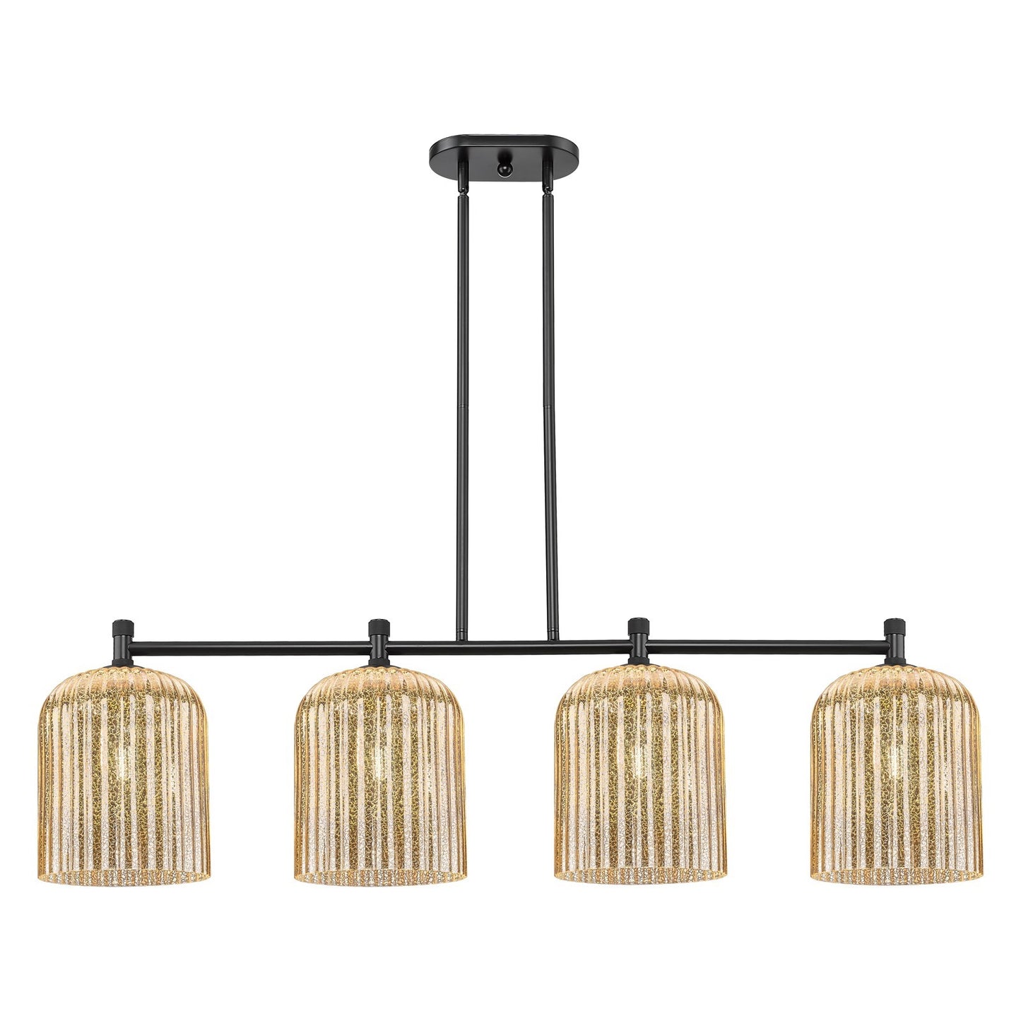 Innovations Crown Point 48in 4-Light Island Light | Industrial Matte Black and Mercury Glass | Kitchen Island & Dining | Model 434-4I-BK-G559-8ME