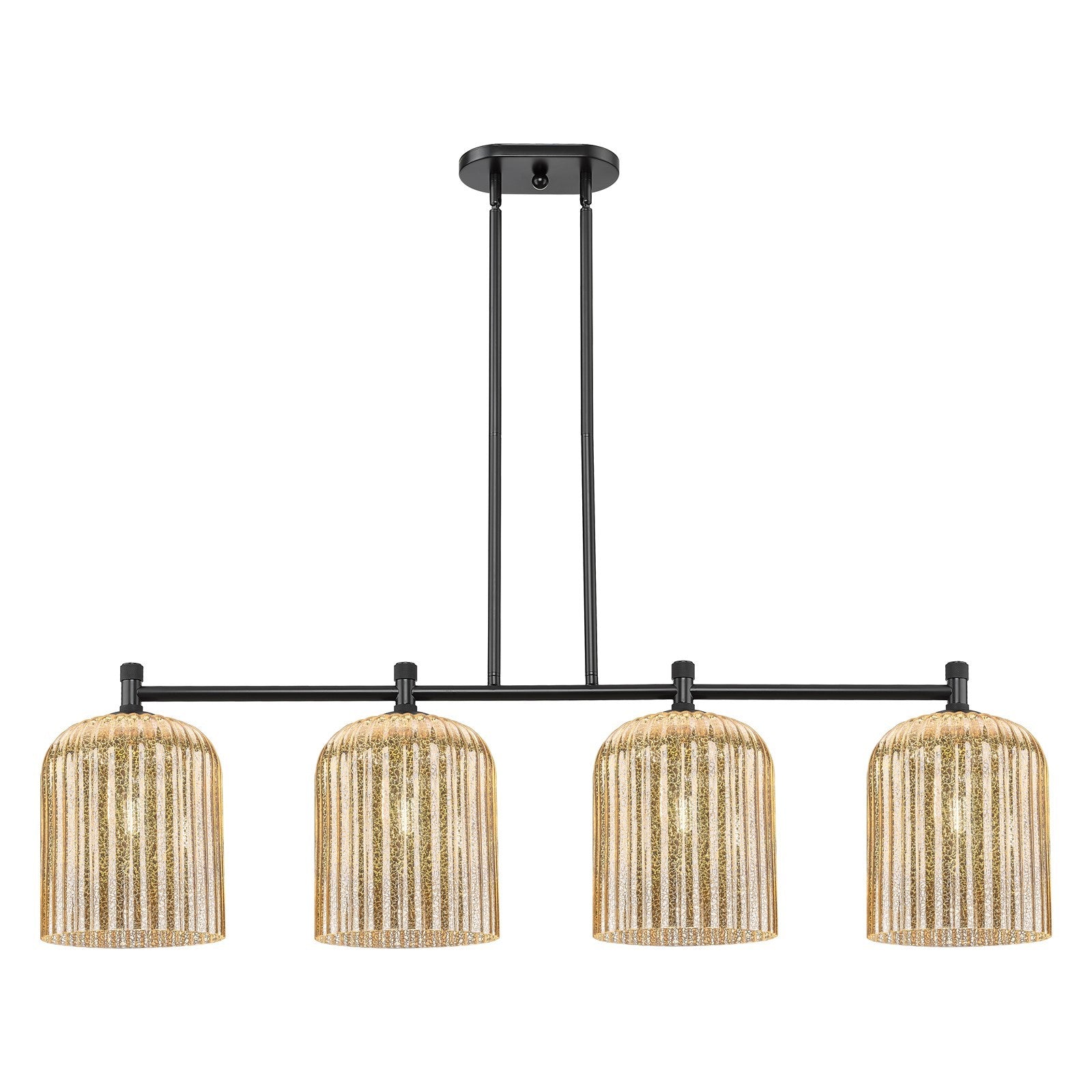 Innovations Crown Point 48in 4-Light Island Light | Industrial Matte Black and Mercury Glass | Kitchen Island & Dining | Model 434-4I-BK-G559-8ME