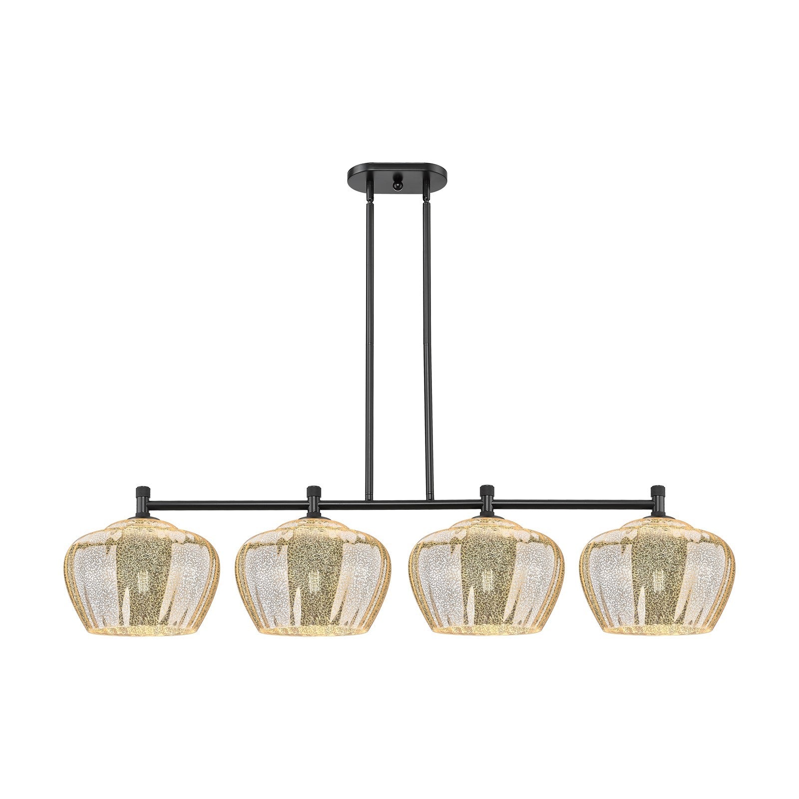 Innovations Fenton 51in 4-Light Island | Industrial Matte Black and Mercury Glass | Kitchen Island & Dining Room | Model 434-4I-BK-G96-L