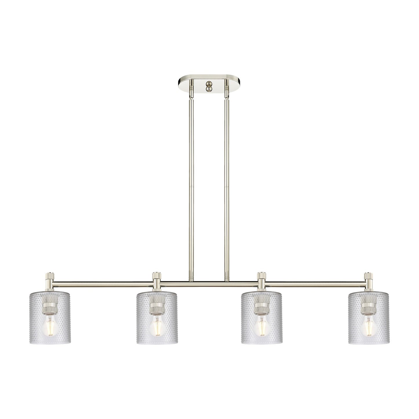 Innovations Cobbleskill 45in 4-Light Island | Industrial Polished Nickel and Clear Glass | Kitchen Island & Dining Room | Model 434-4I-PN-G112