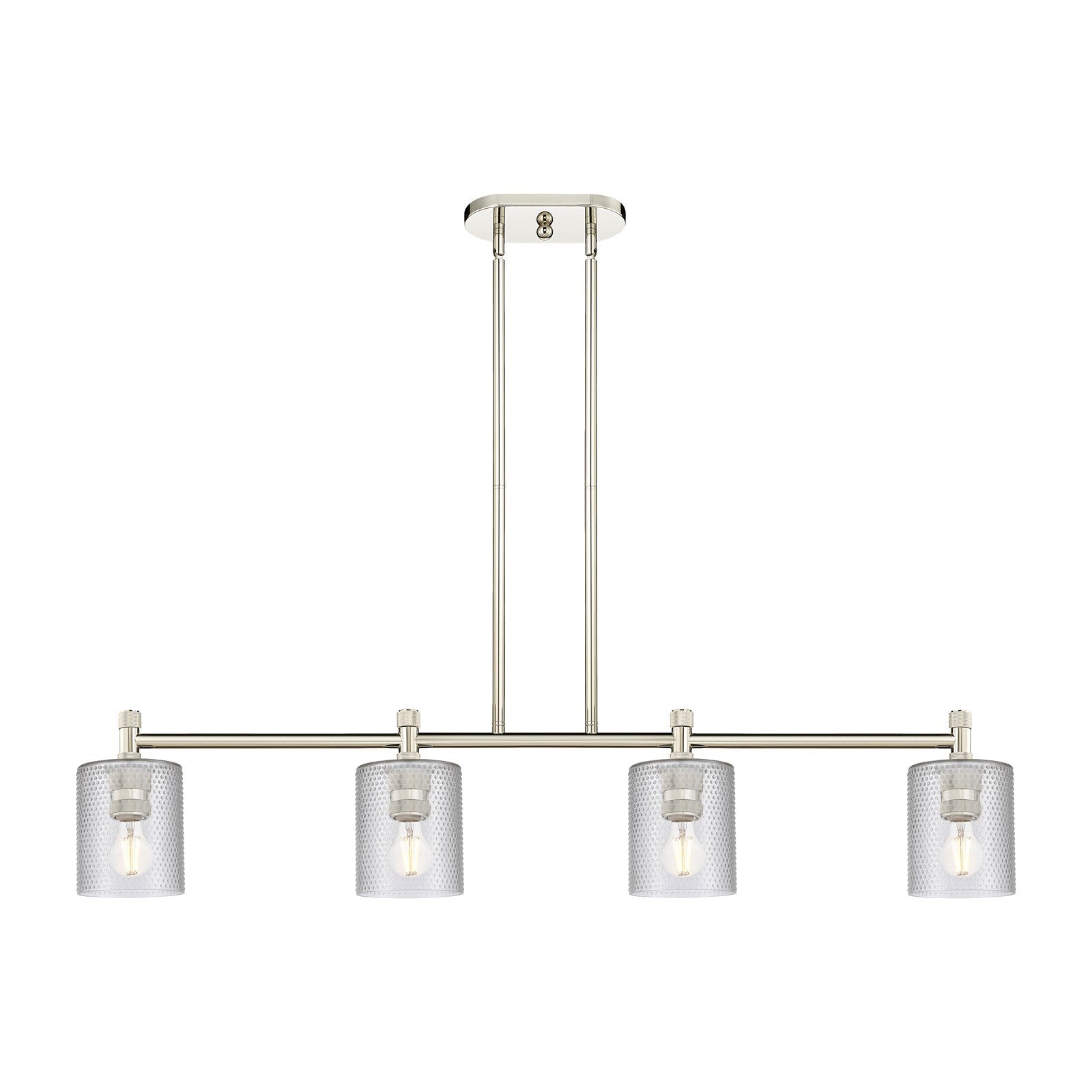 Innovations Cobbleskill 45in 4-Light Island | Industrial Polished Nickel and Clear Glass | Kitchen Island & Dining Room | Model 434-4I-PN-G112